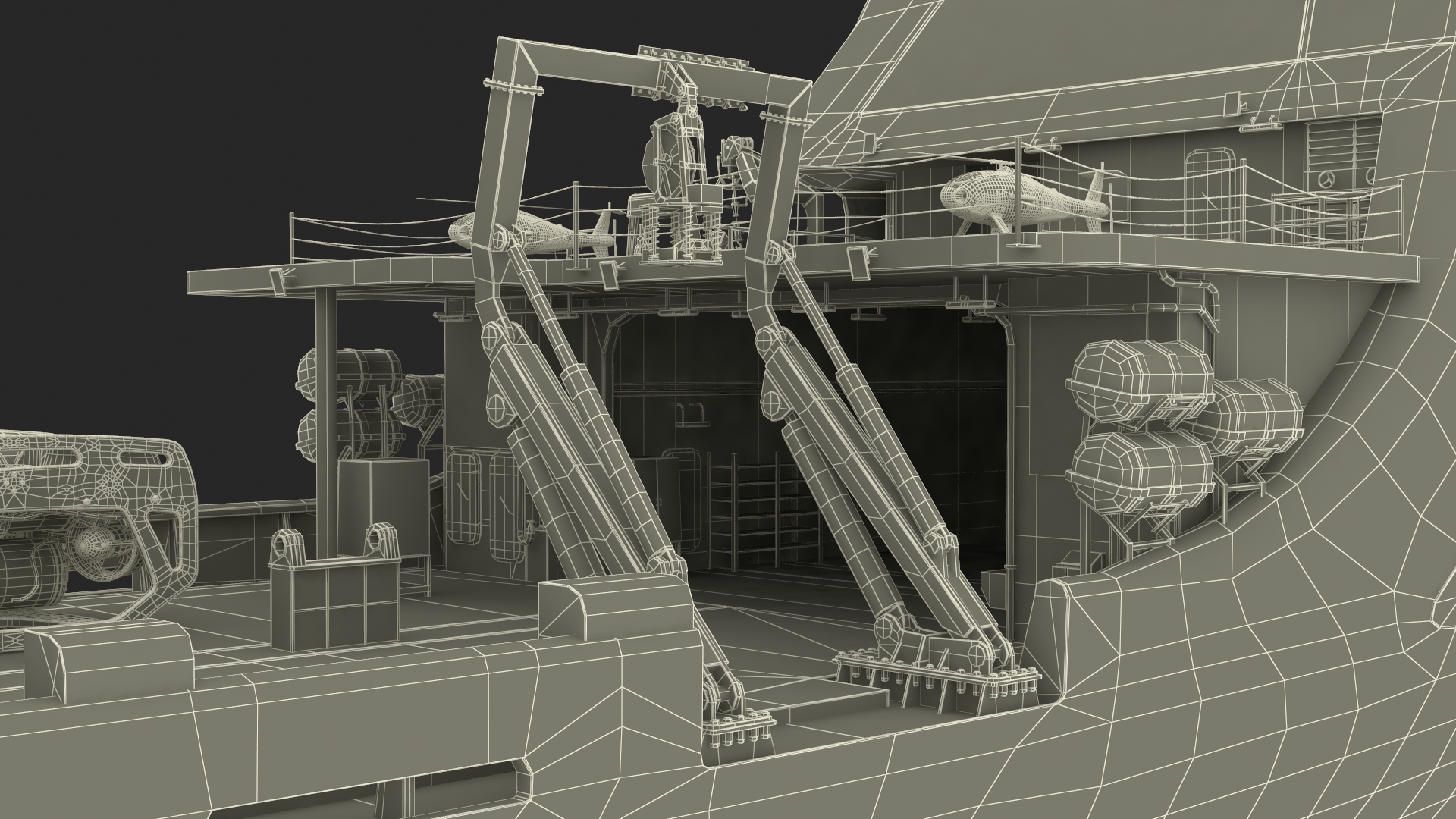 Ship with Underwater and Flying UAV on Board 3D model