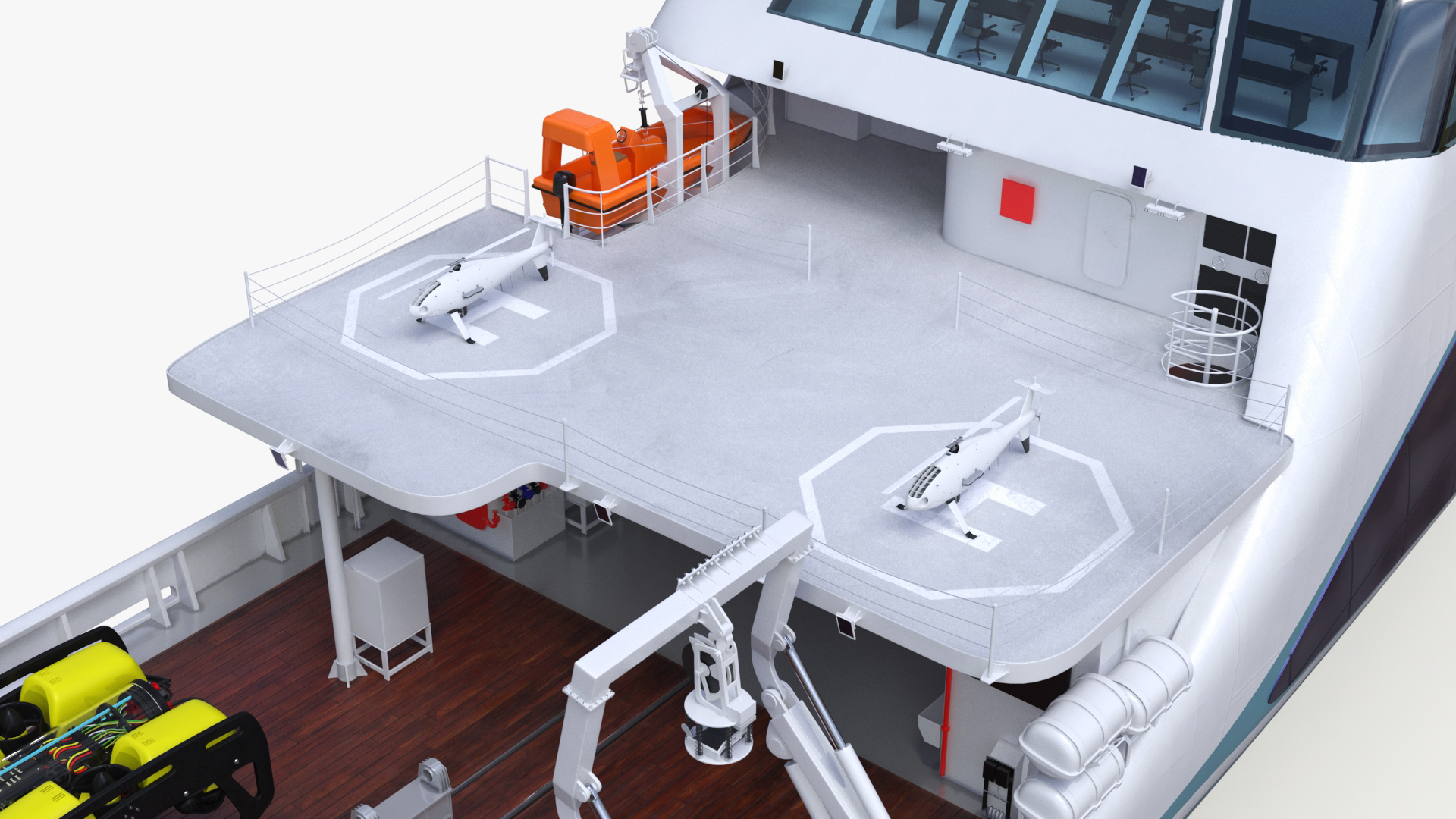 Ship with Underwater and Flying UAV on Board 3D model