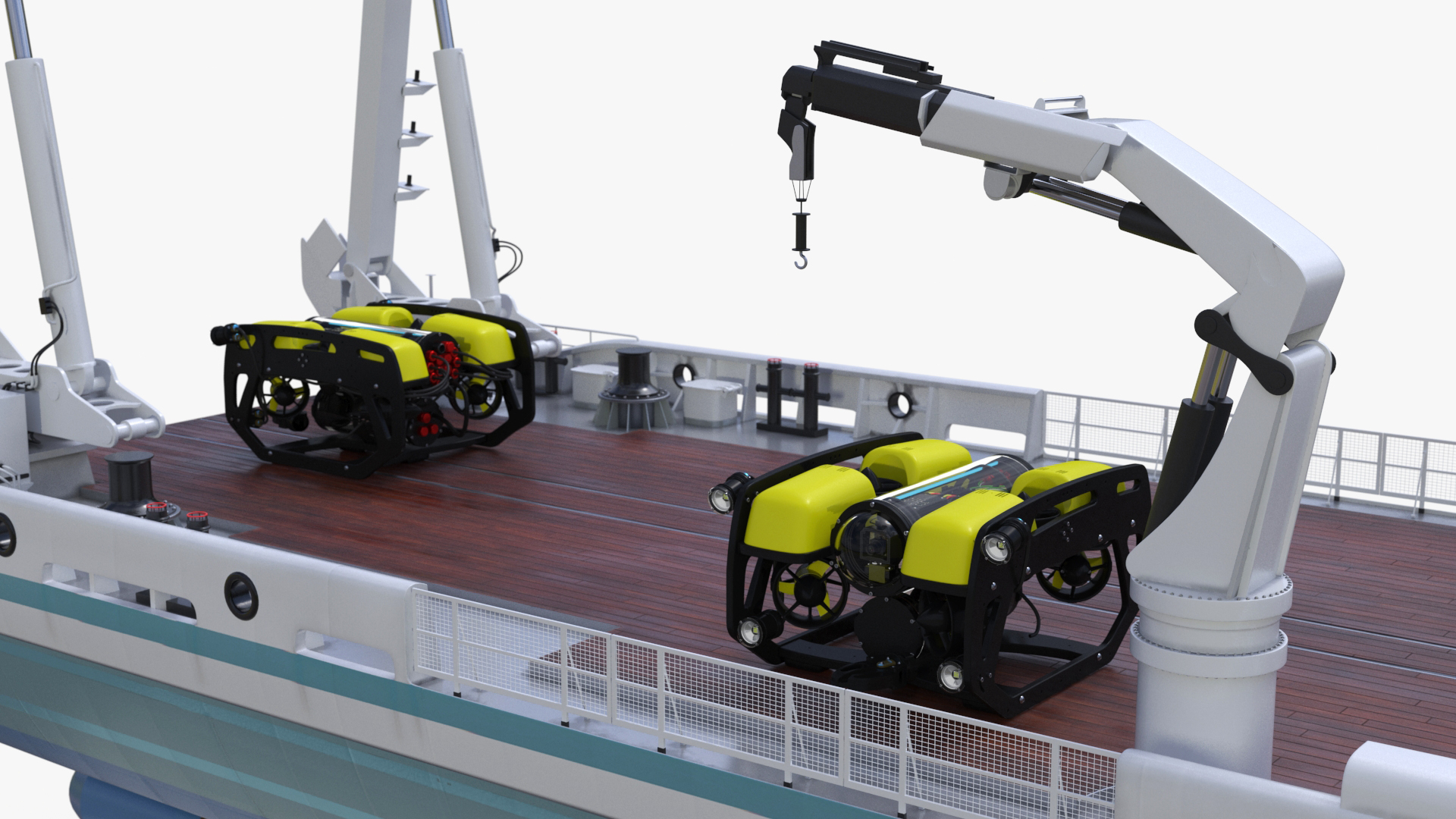 Ship with Underwater and Flying UAV on Board 3D model
