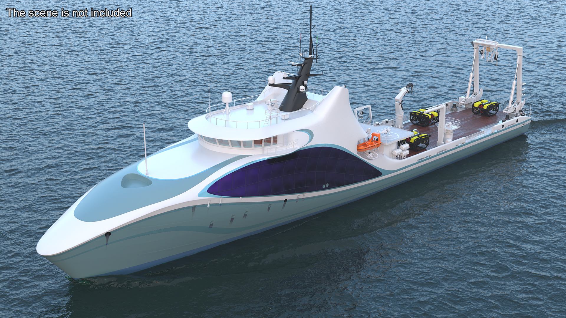Ship with Underwater and Flying UAV on Board 3D model