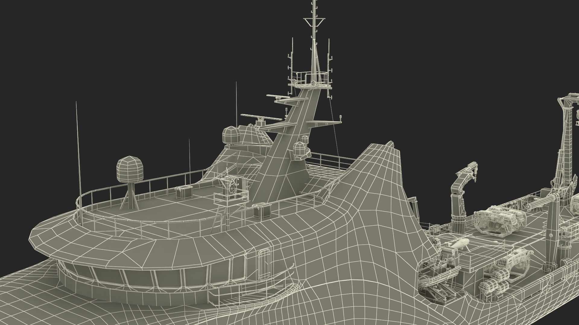Ship with Underwater and Flying UAV on Board 3D model