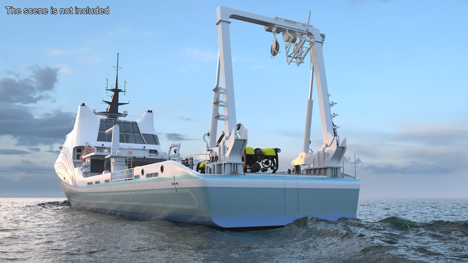 Ship with Underwater and Flying UAV on Board 3D model