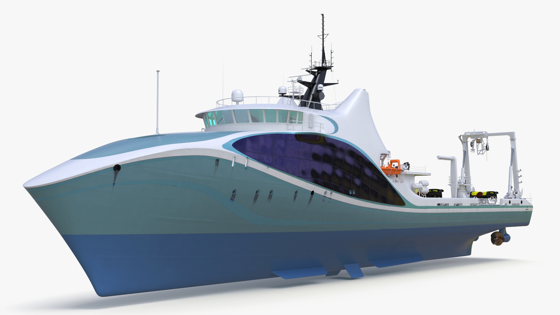 Ship with Underwater and Flying UAV on Board 3D model
