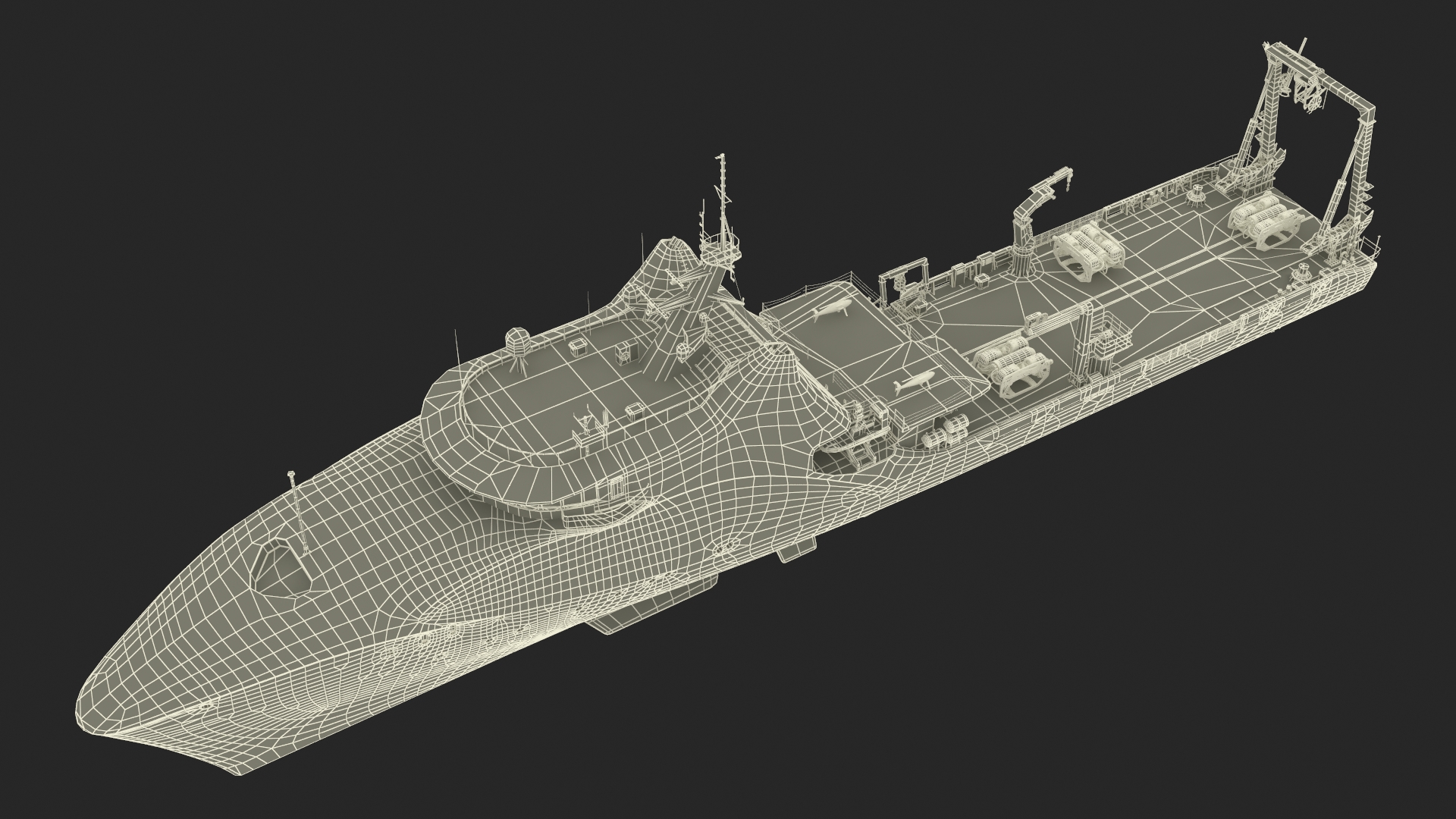 Ship with Underwater and Flying UAV on Board 3D model