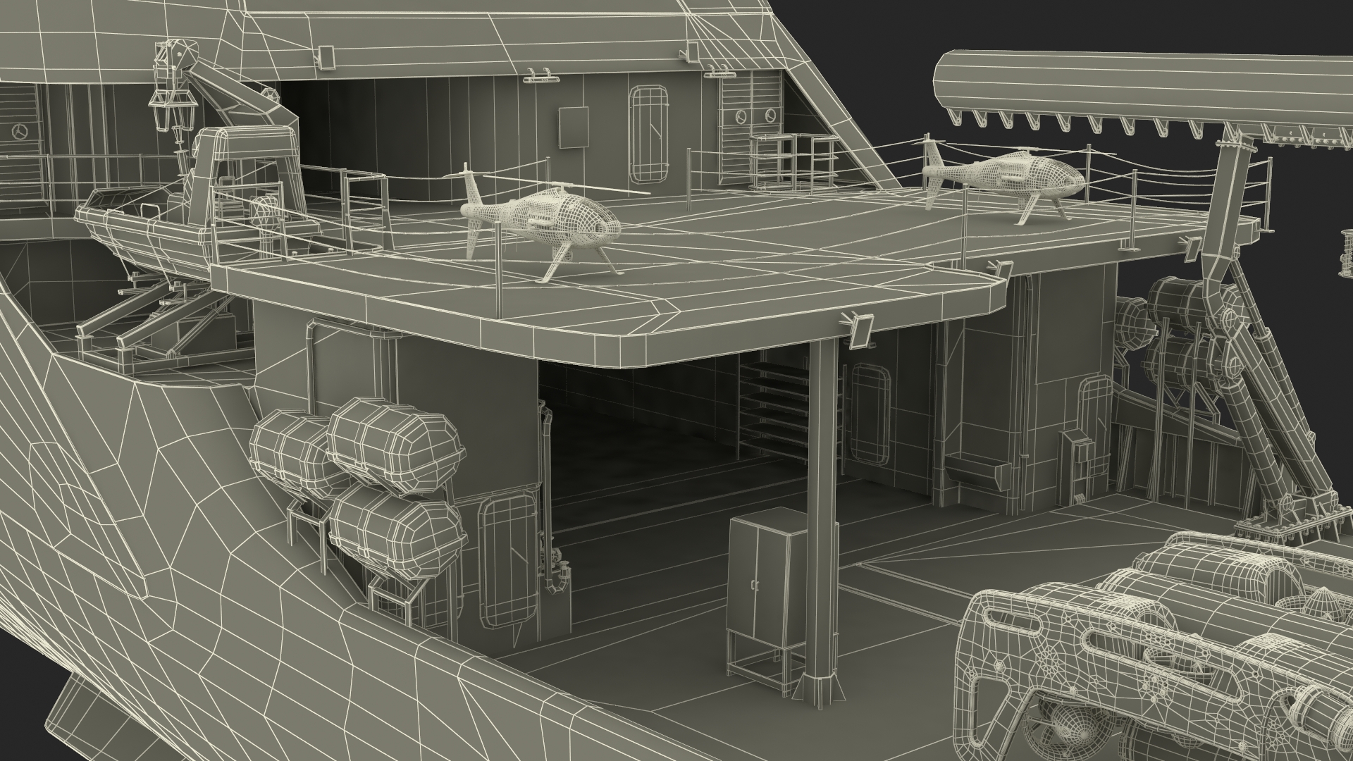 Ship with Underwater and Flying UAV on Board 3D model