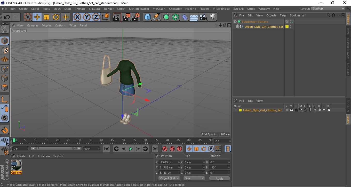 3D Urban Style Girl Clothes Set model