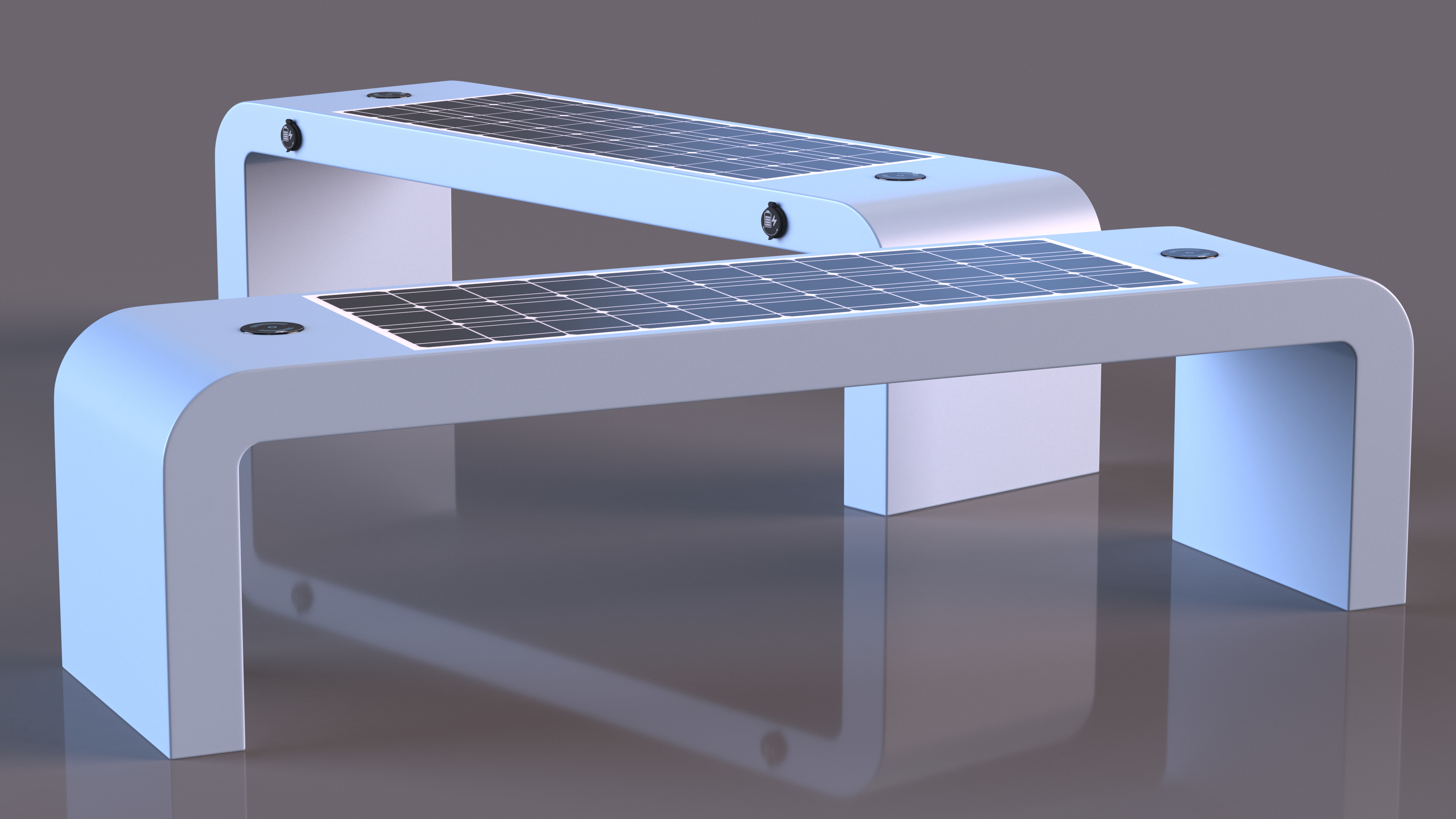 3D Street Solar Bench Blue model