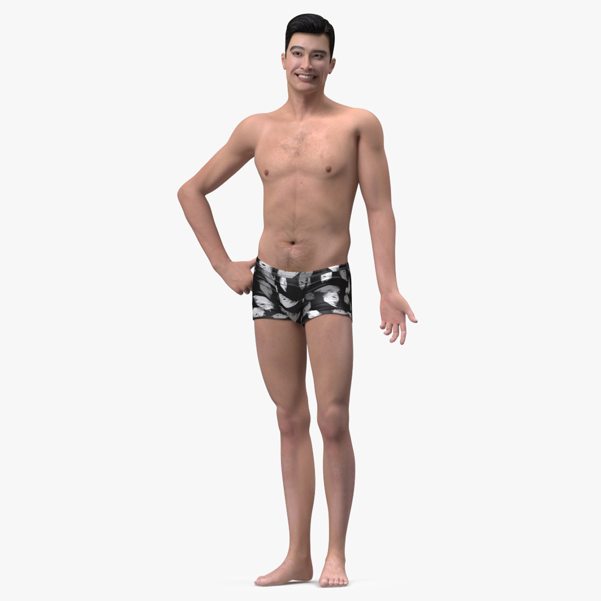 3D model Asian Man Underwear Rigged for Maya