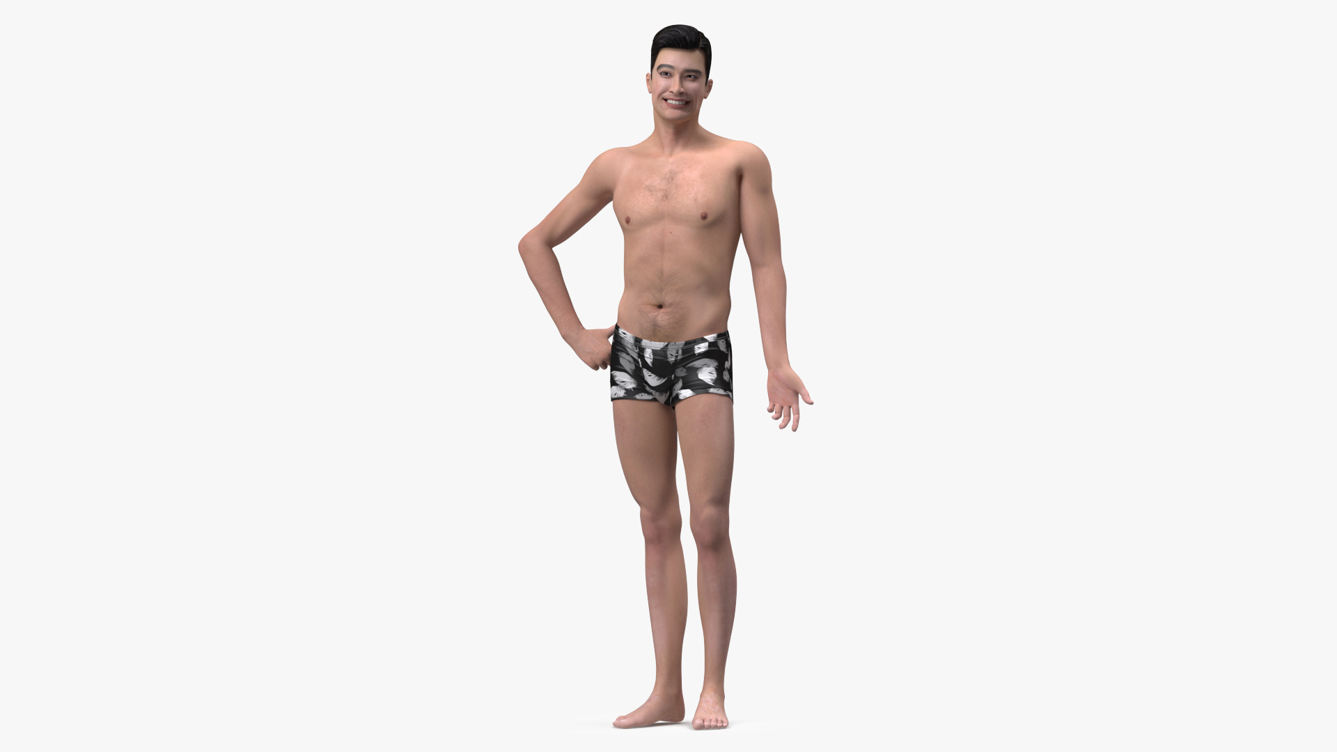 3D model Asian Man Underwear Rigged for Maya