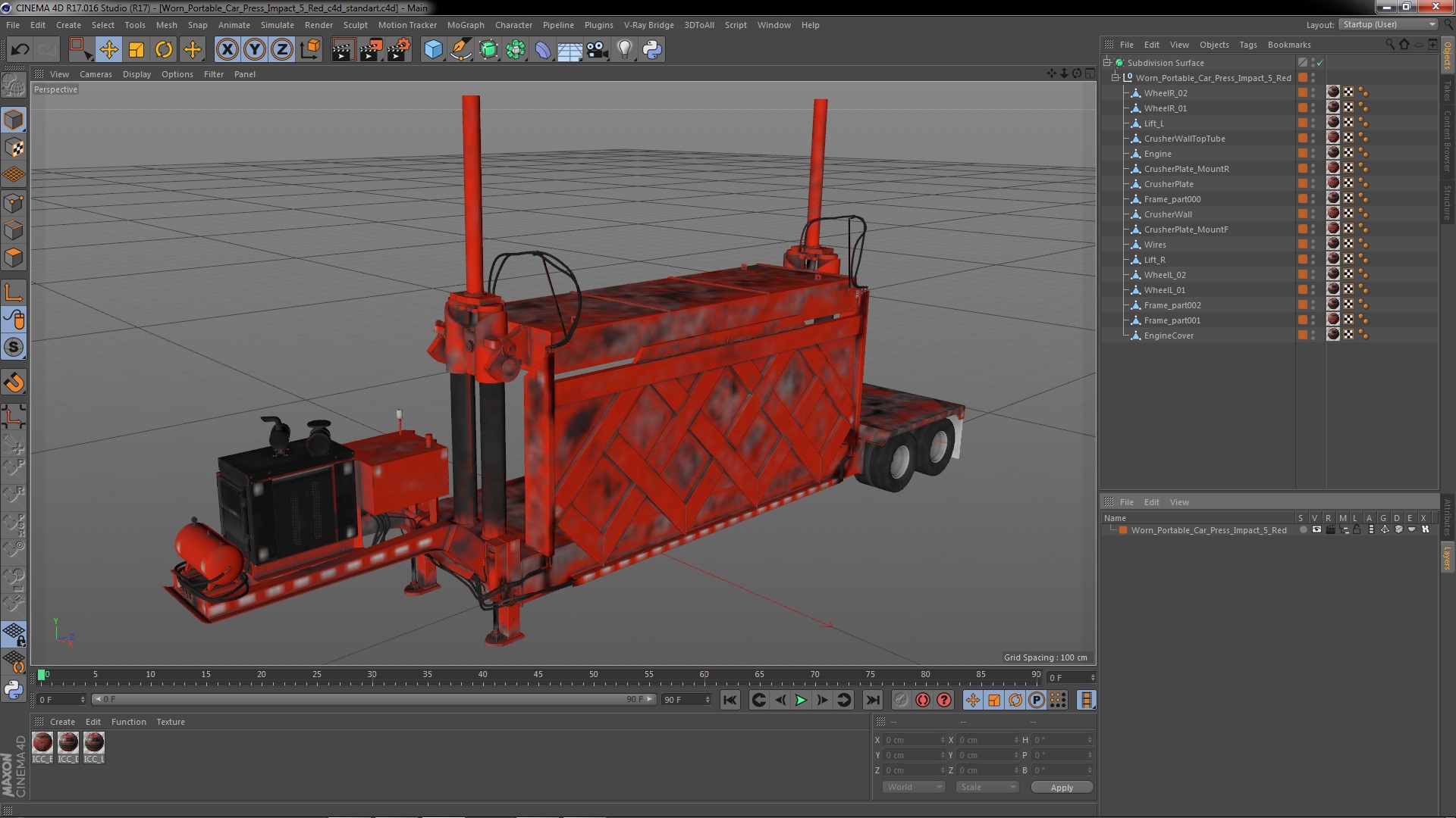 3D Worn Portable Car Press Impact 5 Red