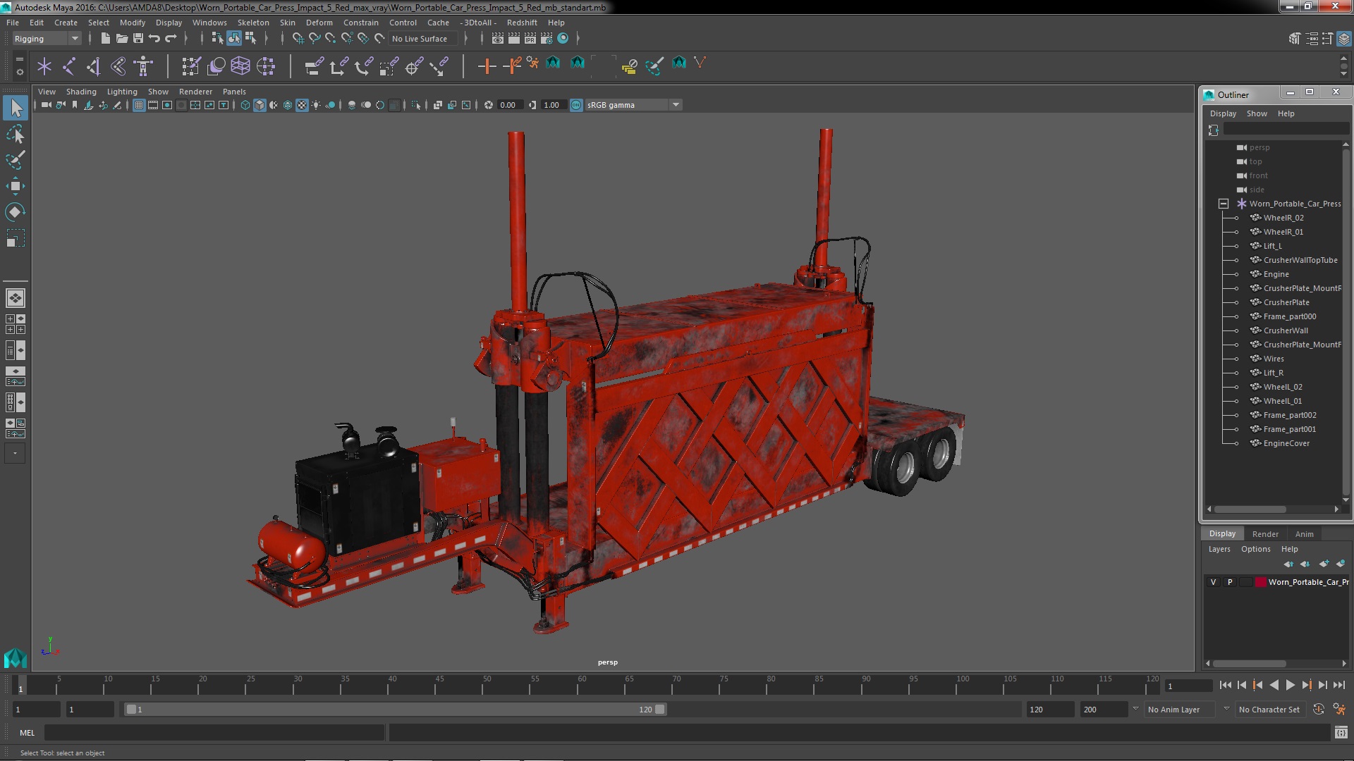3D Worn Portable Car Press Impact 5 Red