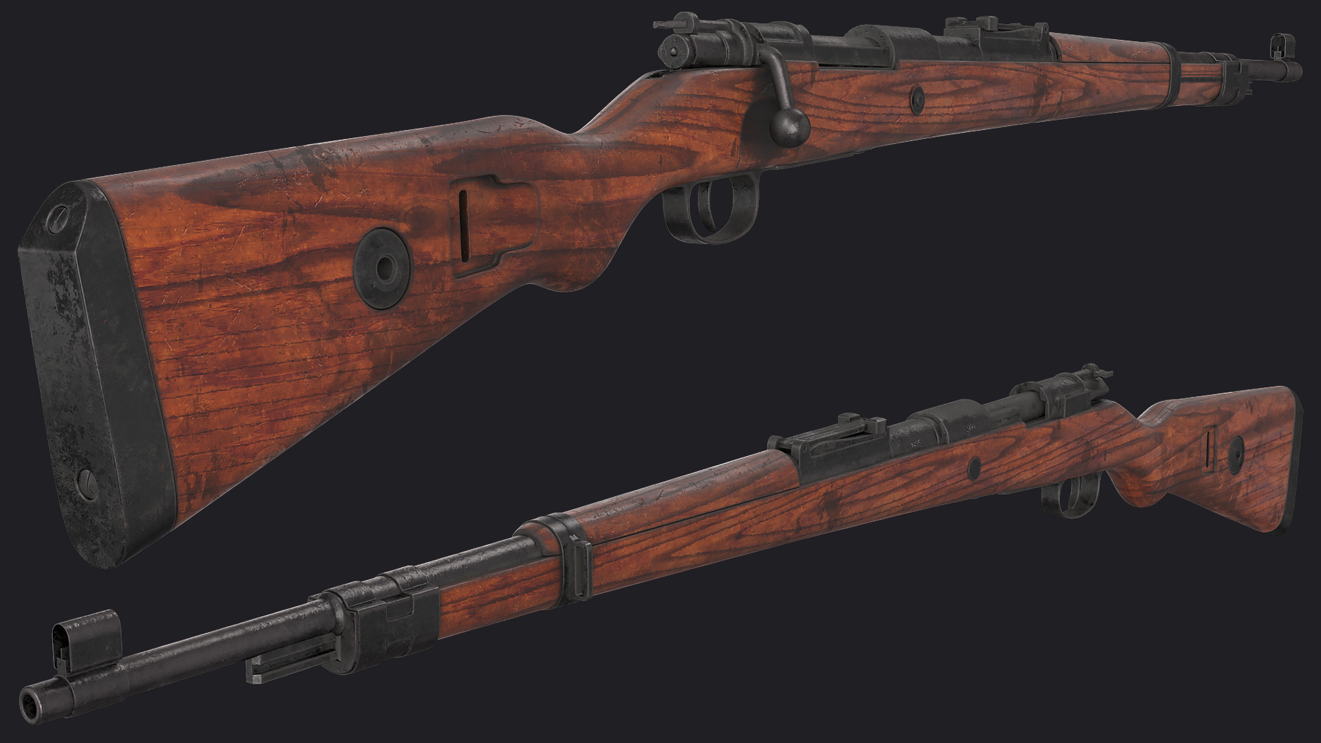 Mauser Karabiner 98K Bolt Action Rifle Old 3D