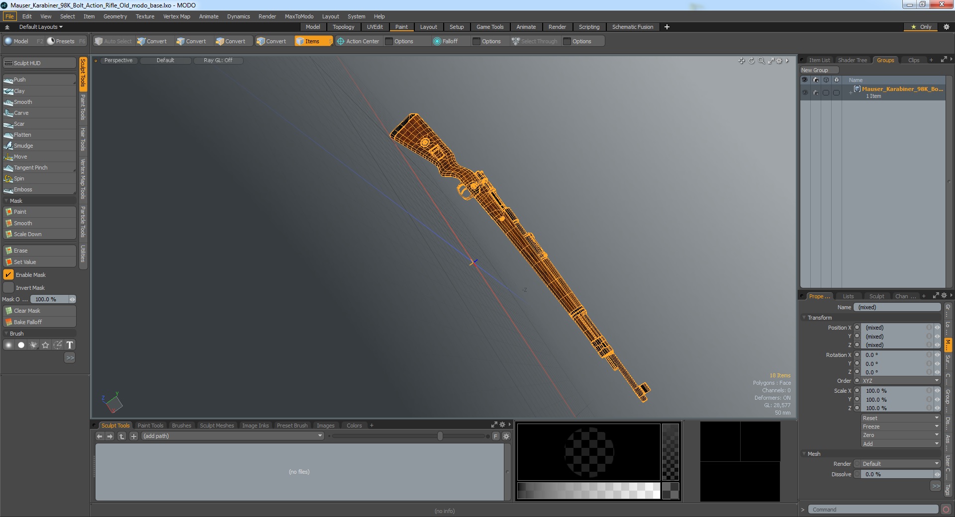 Mauser Karabiner 98K Bolt Action Rifle Old 3D