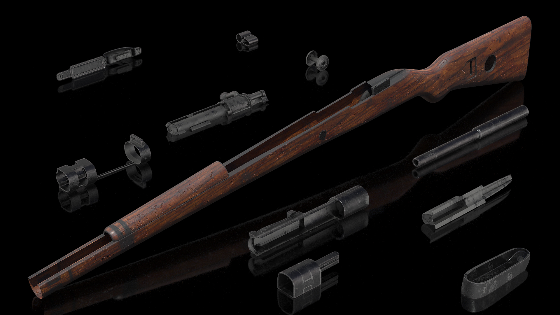 Mauser Karabiner 98K Bolt Action Rifle Old 3D