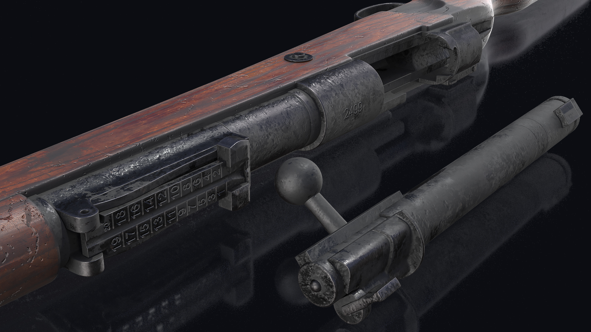 Mauser Karabiner 98K Bolt Action Rifle Old 3D