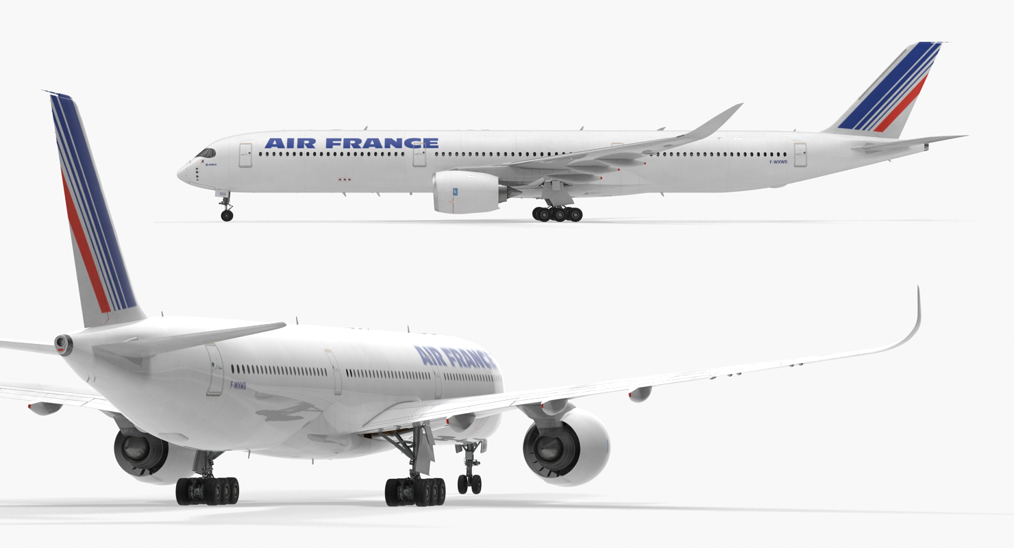 Airbus A350 1000 Air France Rigged 3D model