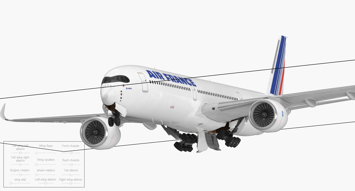 Airbus A350 1000 Air France Rigged 3D model