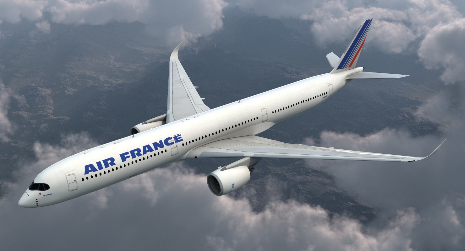 Airbus A350 1000 Air France Rigged 3D model