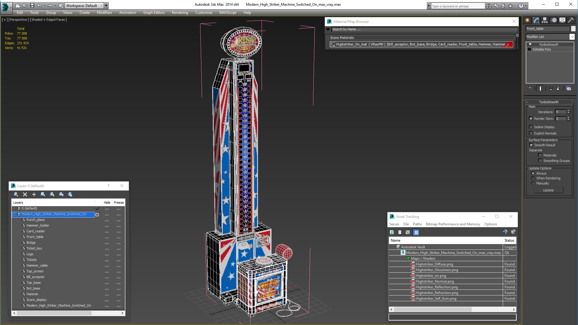 Modern High Striker Machine Switched On 3D model