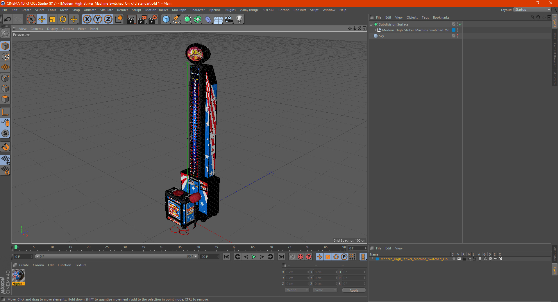 Modern High Striker Machine Switched On 3D model