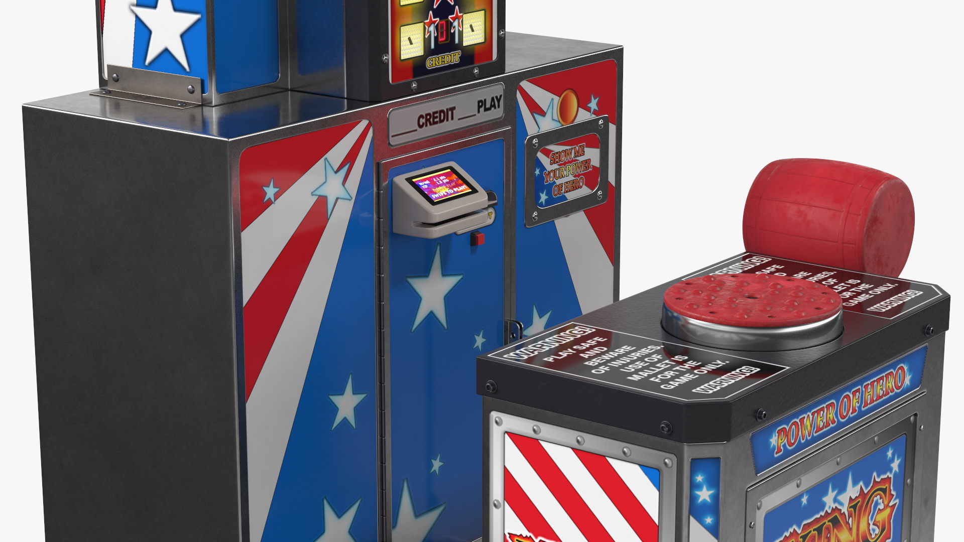 Modern High Striker Machine Switched On 3D model
