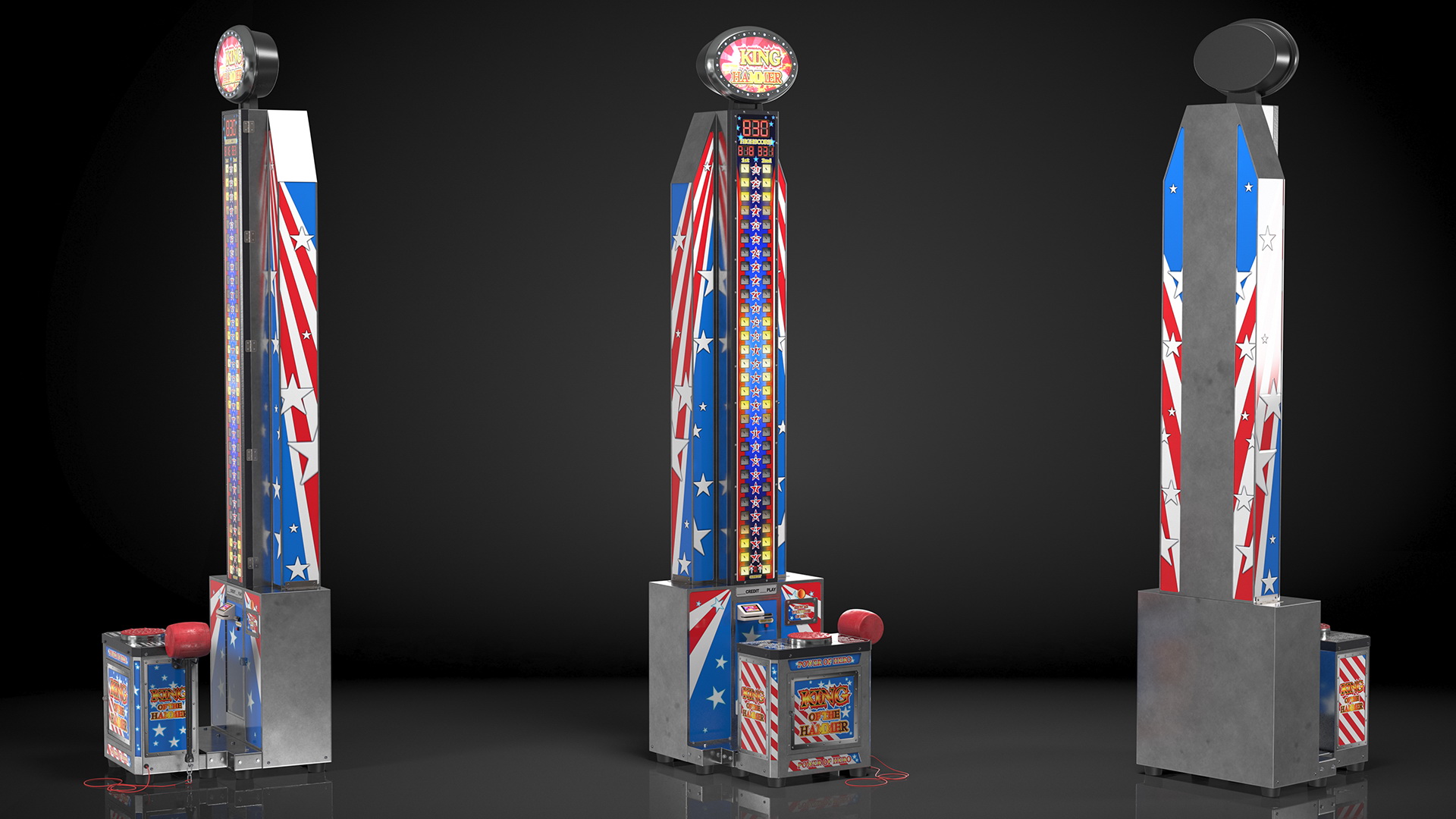 Modern High Striker Machine Switched On 3D model
