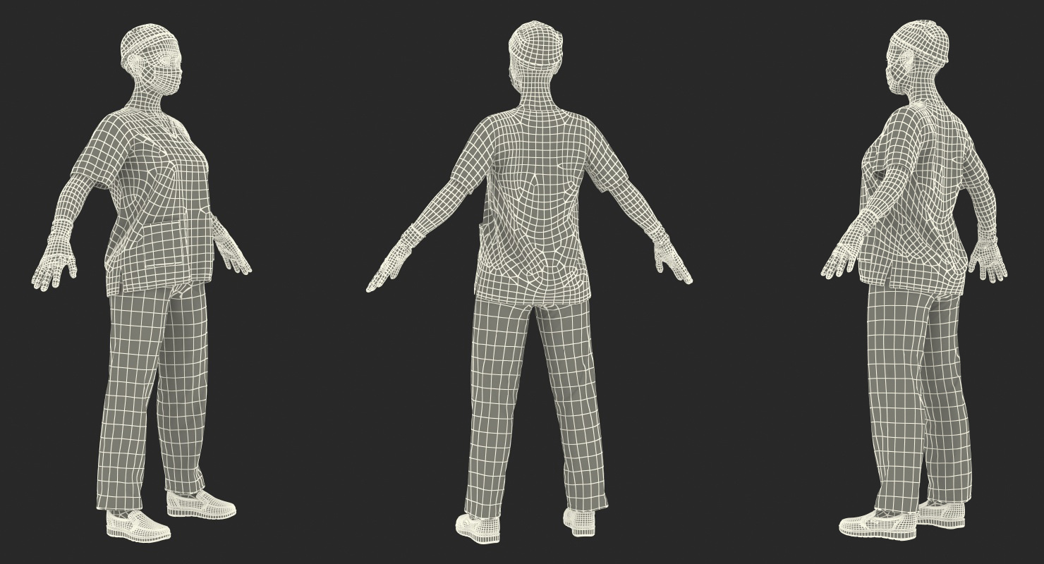 Asian Female Surgeon Rigged 3D
