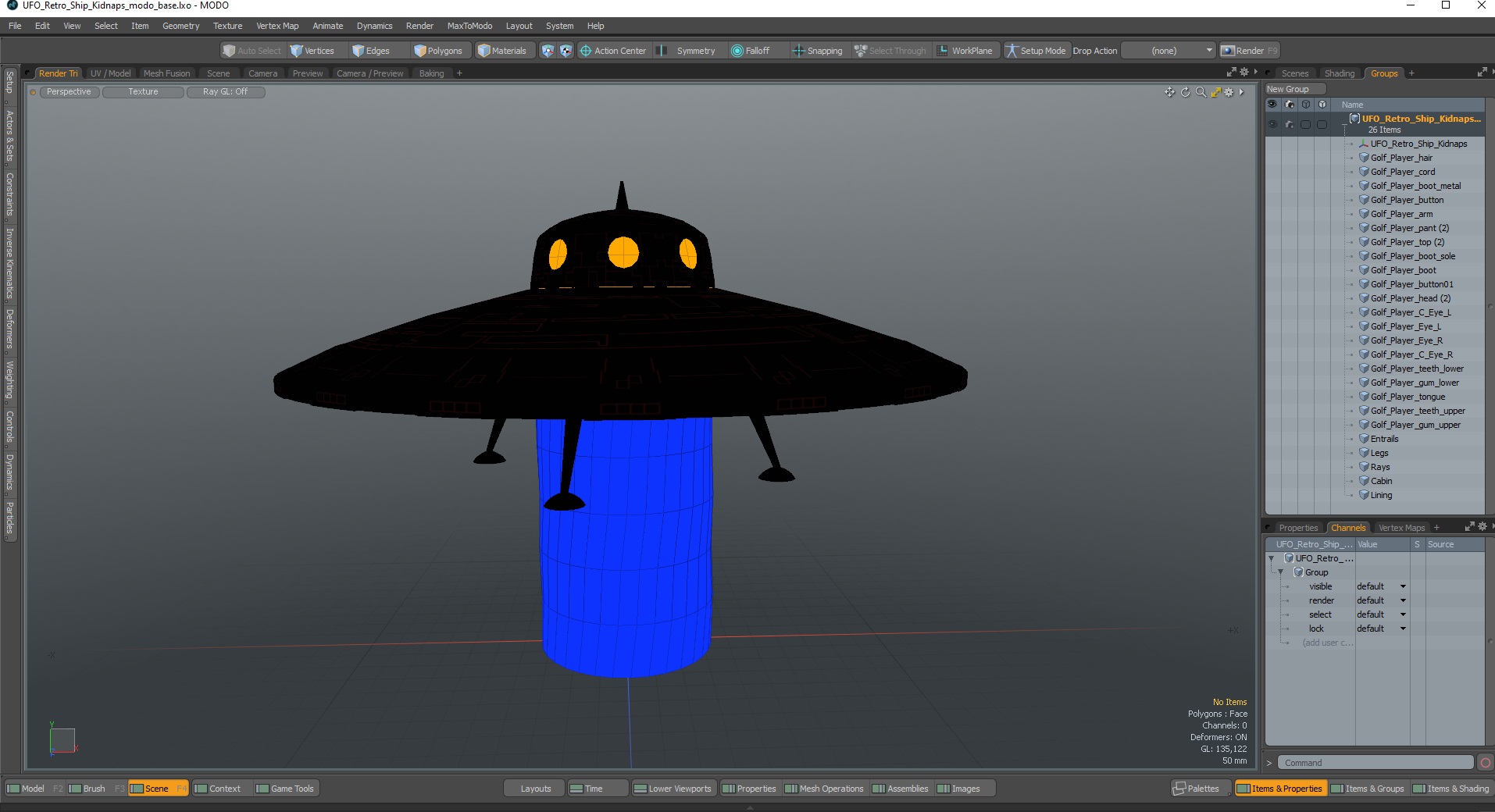UFO Retro Ship Kidnaps 3D