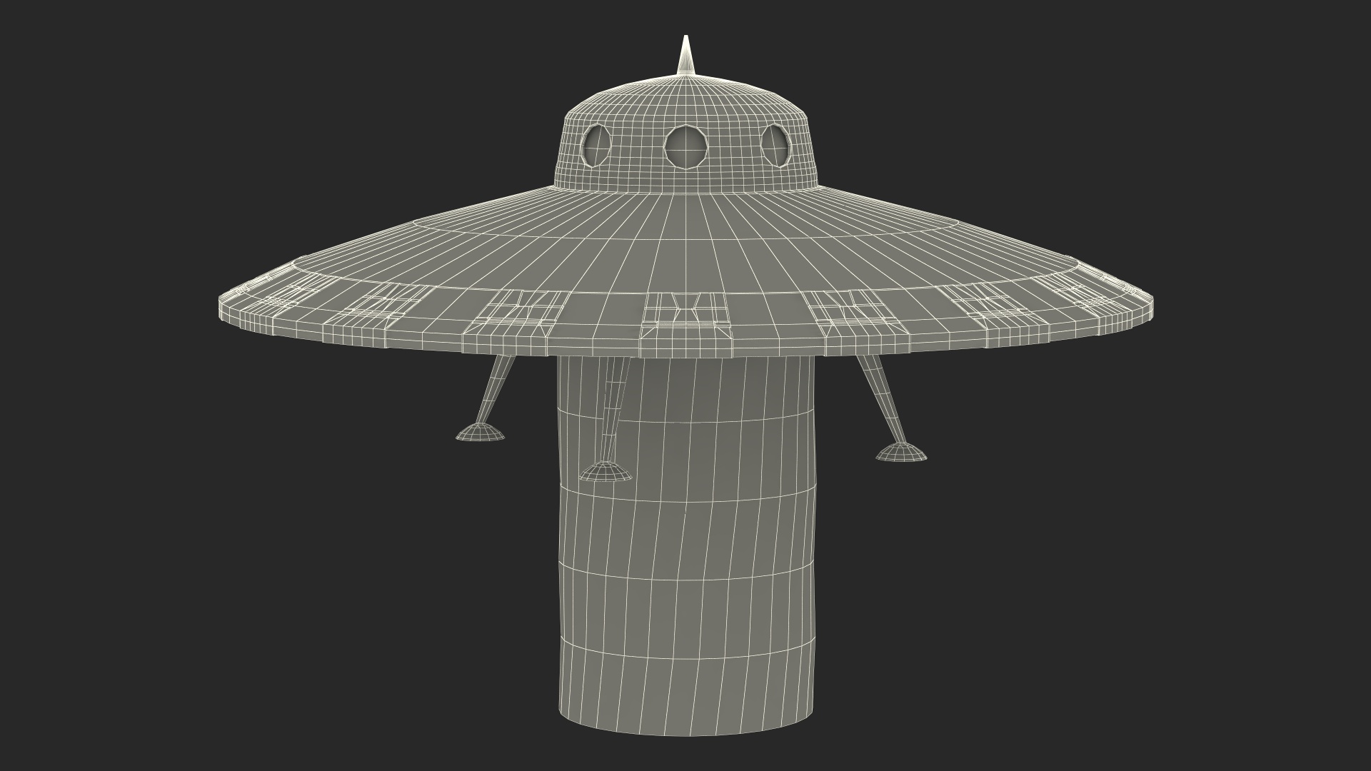 UFO Retro Ship Kidnaps 3D