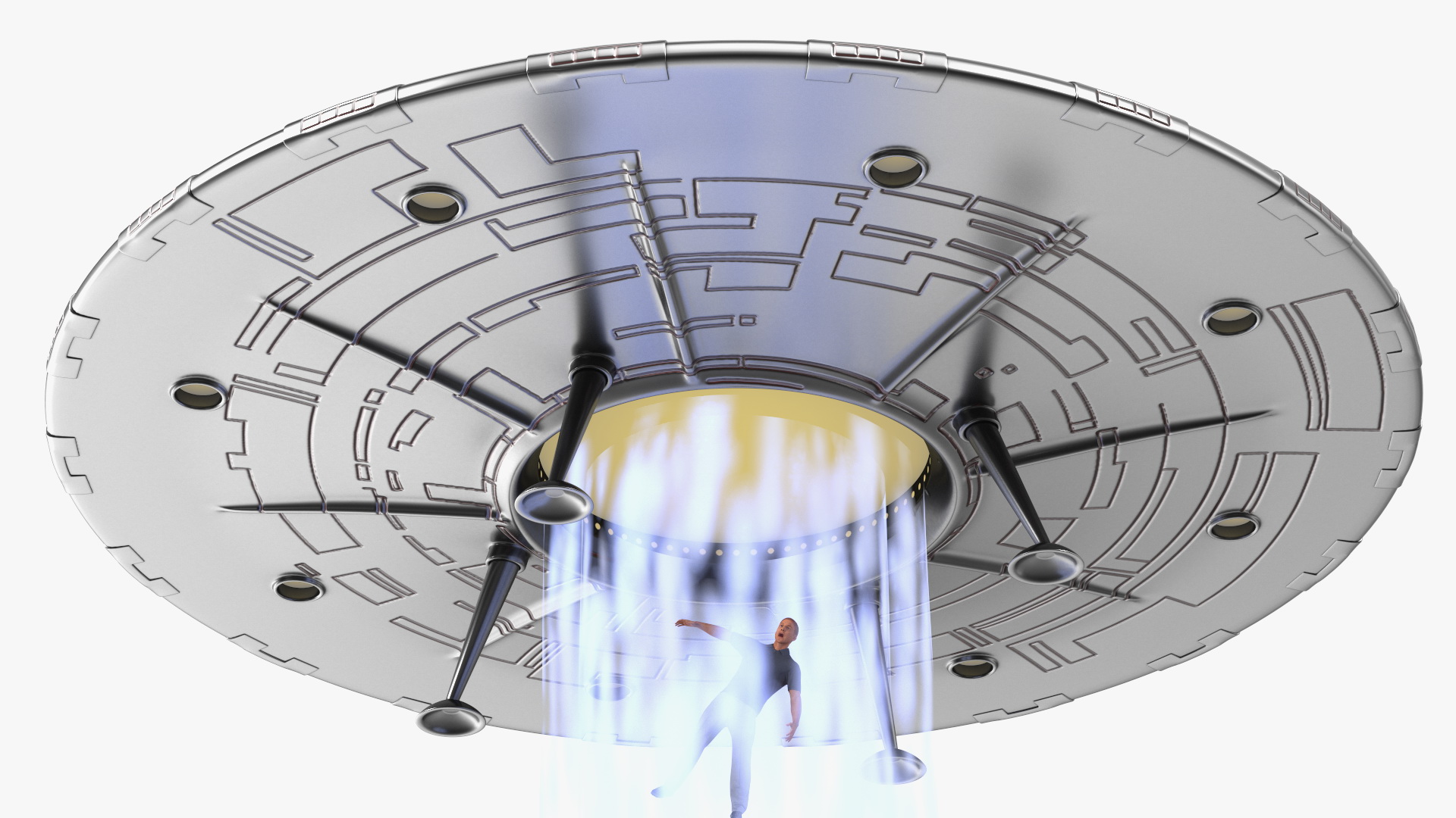UFO Retro Ship Kidnaps 3D