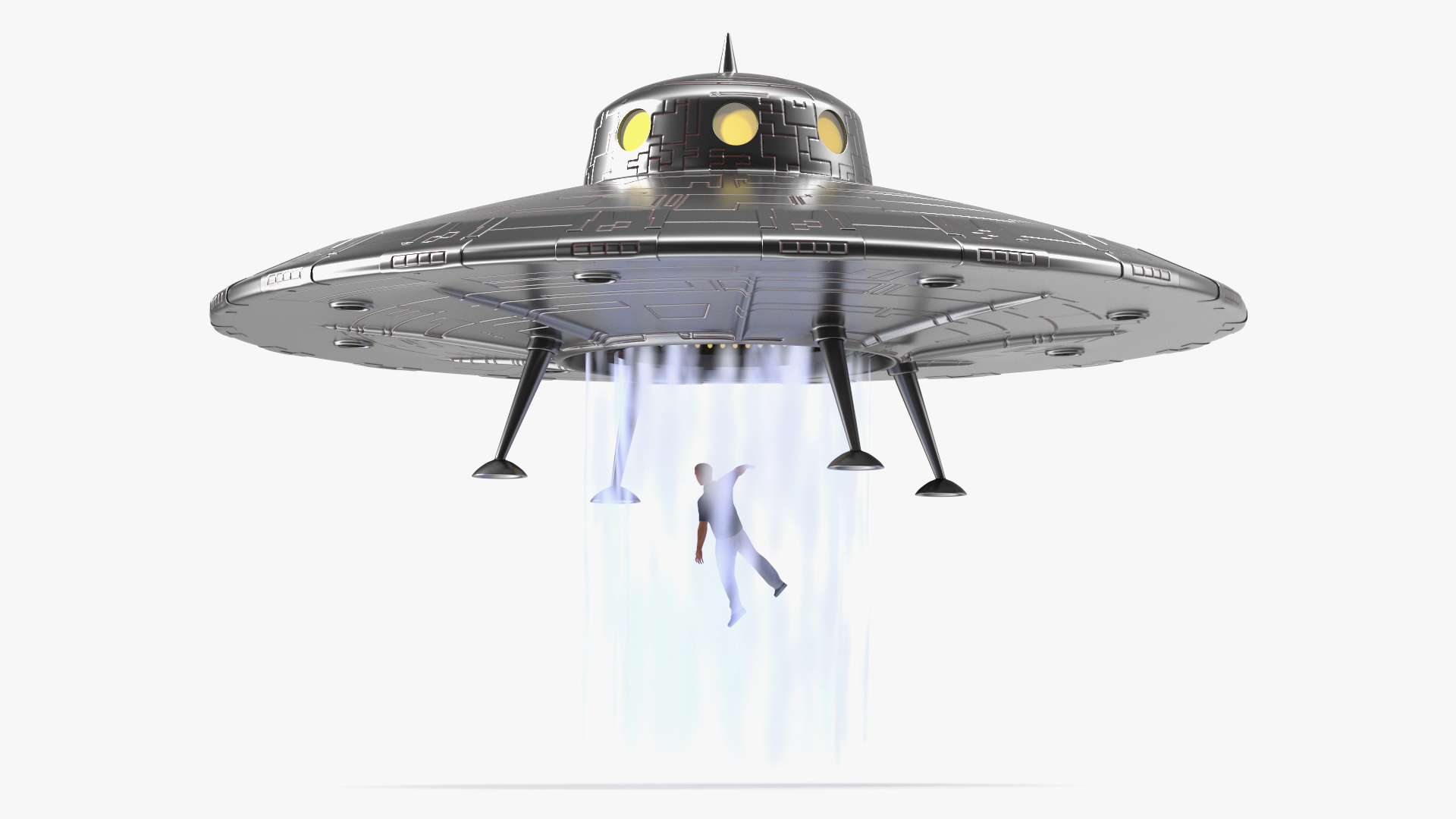 UFO Retro Ship Kidnaps 3D