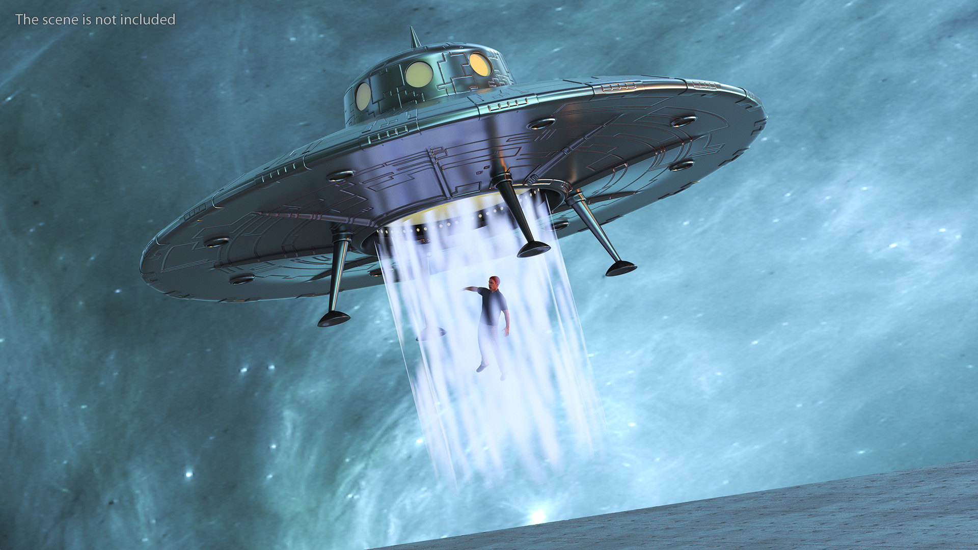 UFO Retro Ship Kidnaps 3D