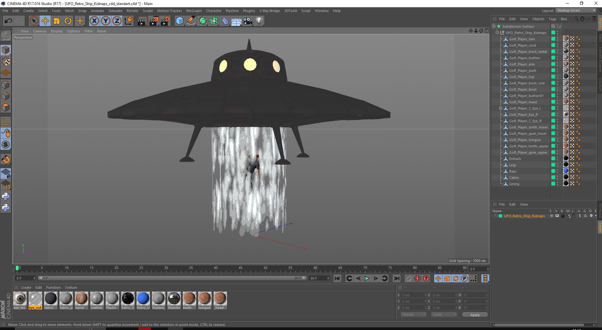 UFO Retro Ship Kidnaps 3D