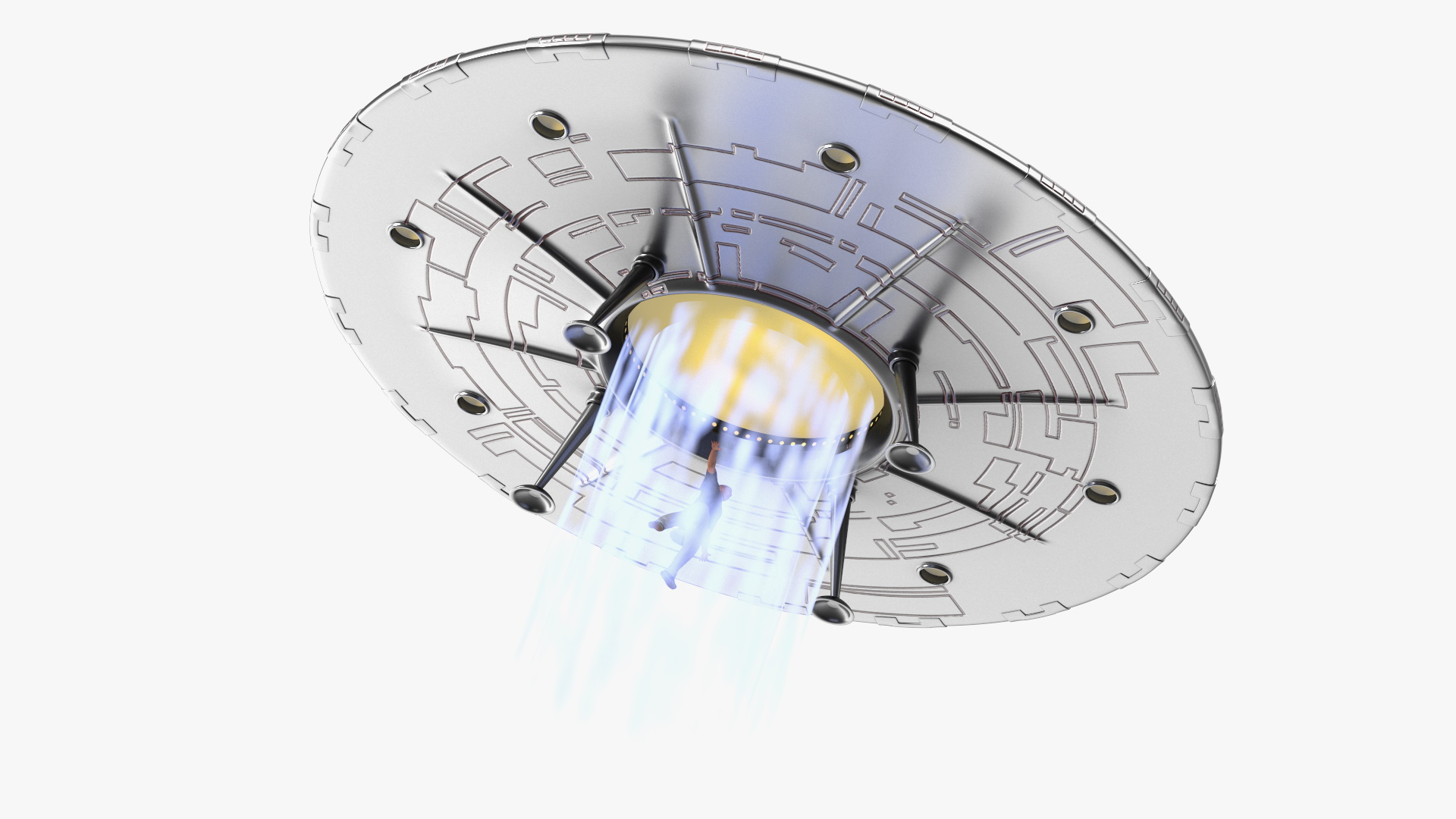 UFO Retro Ship Kidnaps 3D