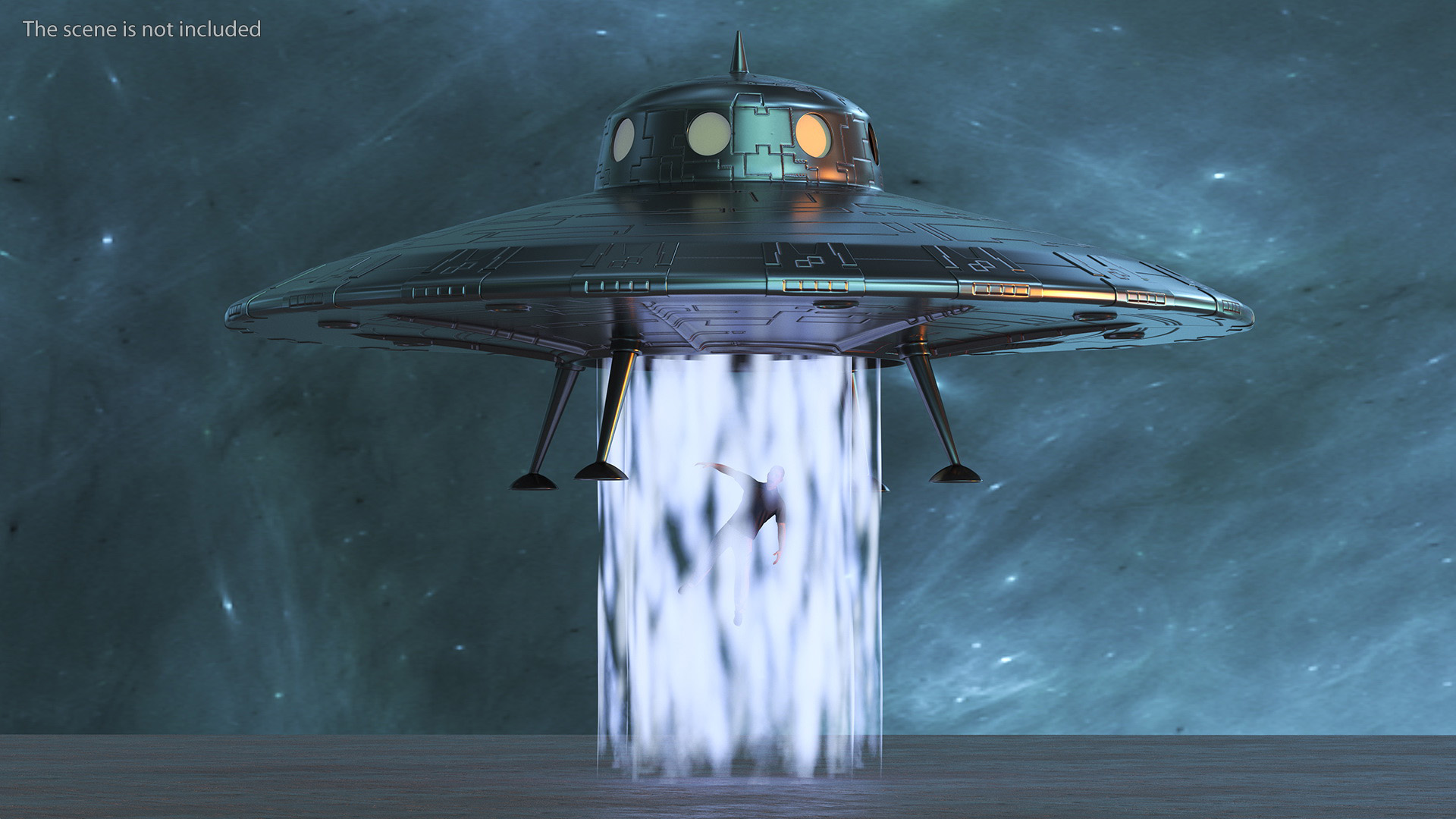 UFO Retro Ship Kidnaps 3D