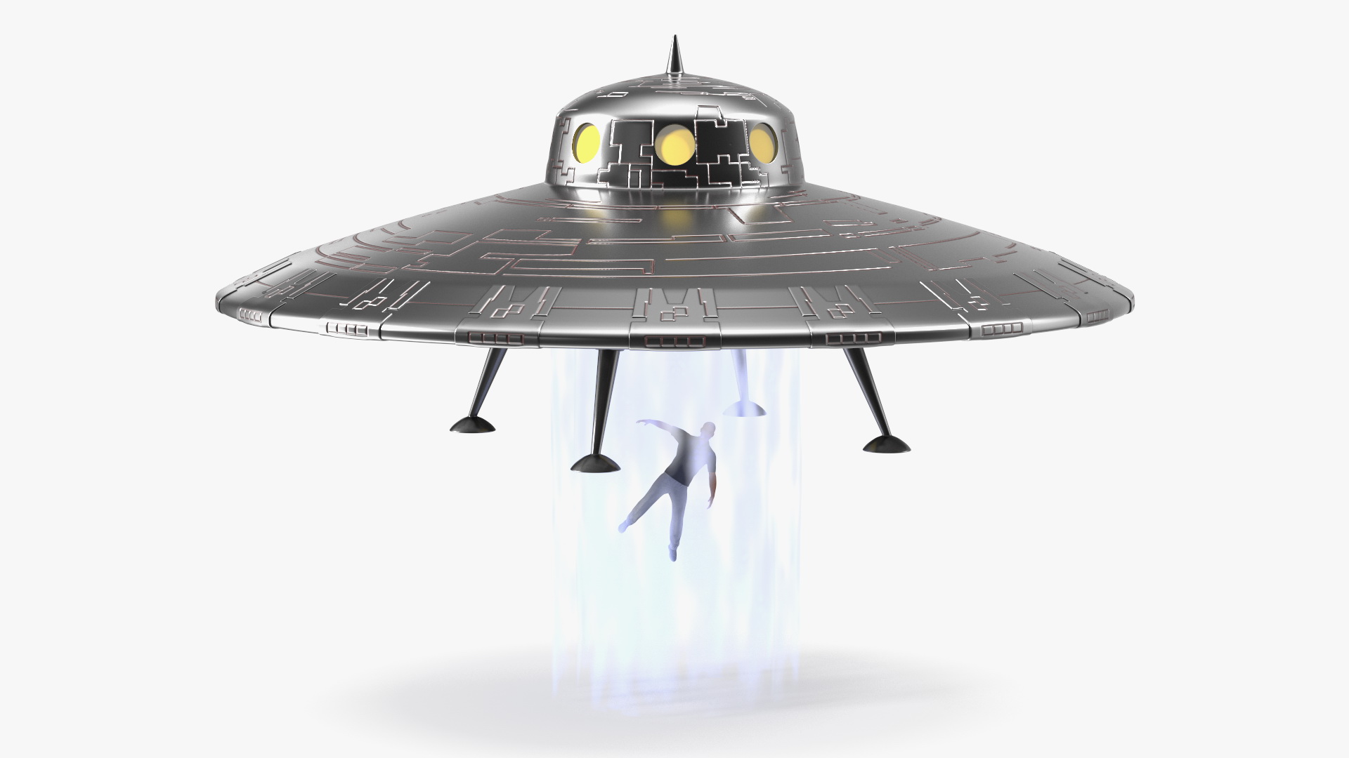 UFO Retro Ship Kidnaps 3D