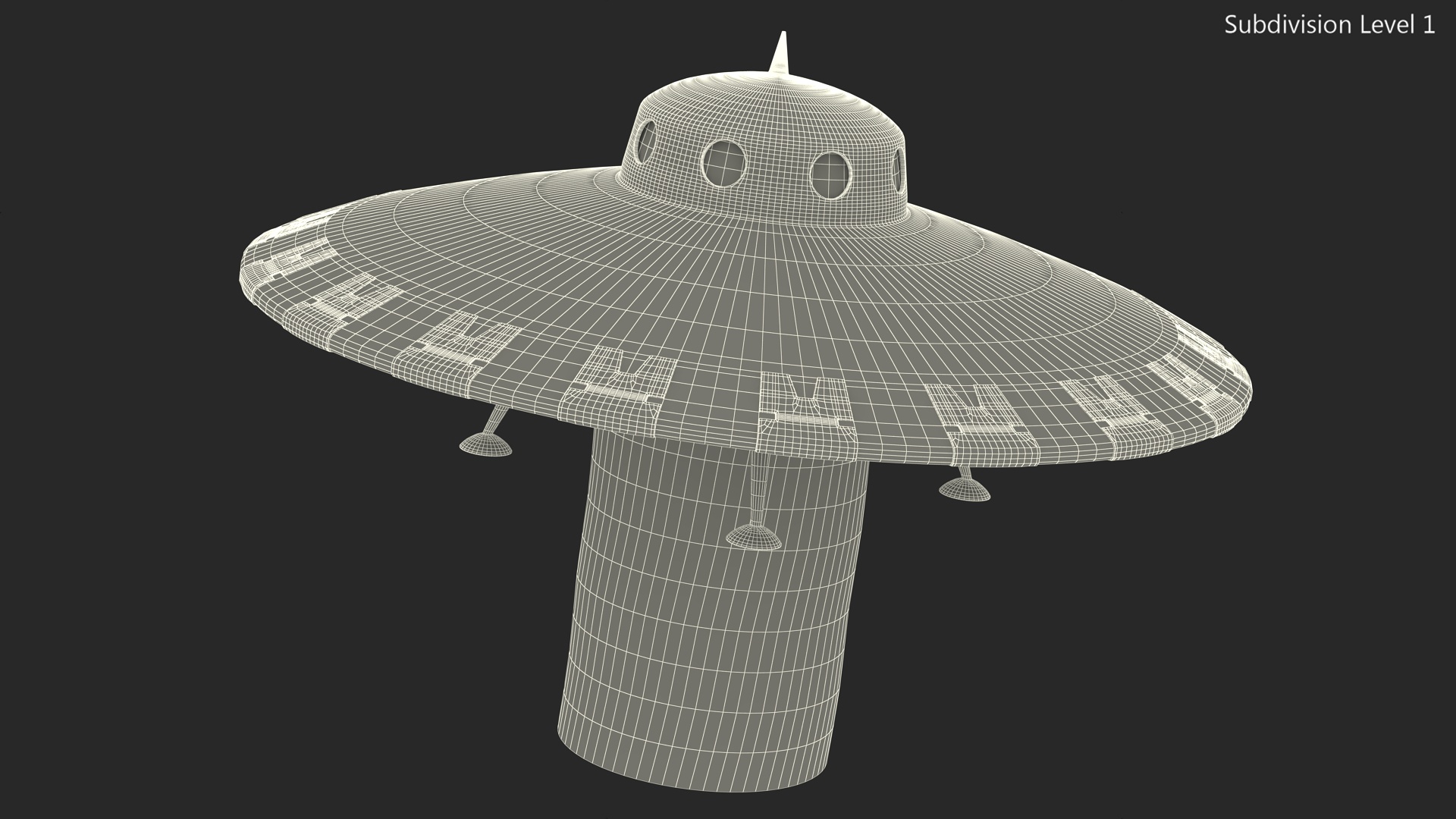 UFO Retro Ship Kidnaps 3D