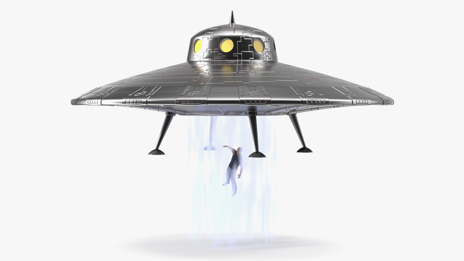 UFO Retro Ship Kidnaps 3D