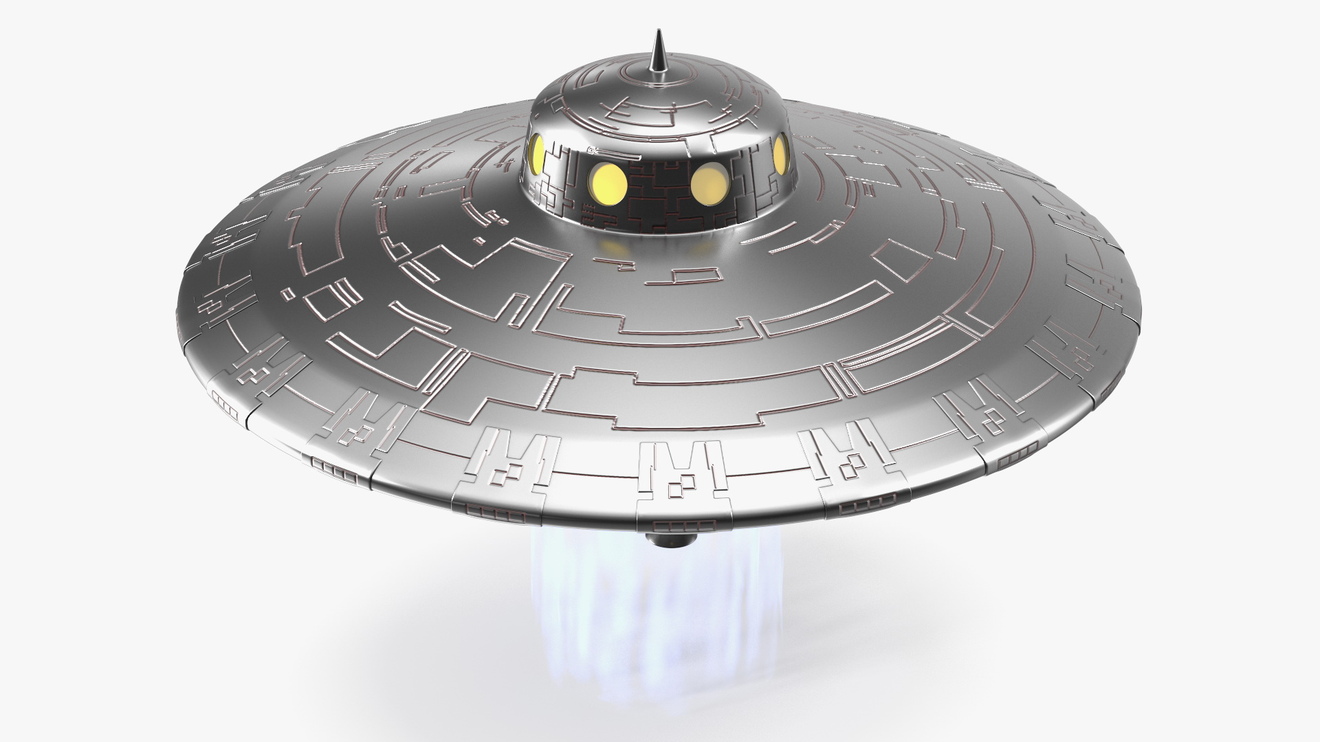 UFO Retro Ship Kidnaps 3D