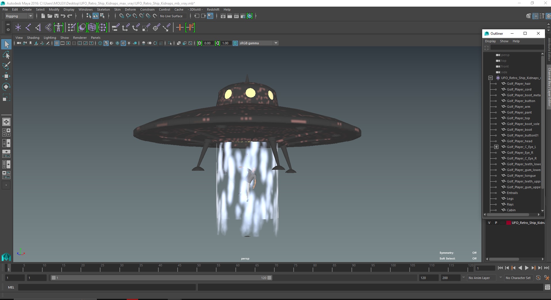 UFO Retro Ship Kidnaps 3D
