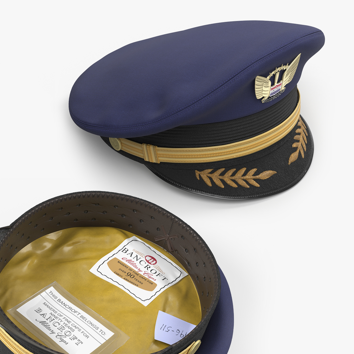 United Airlines Captain Cap Blue Fur 3D model preview