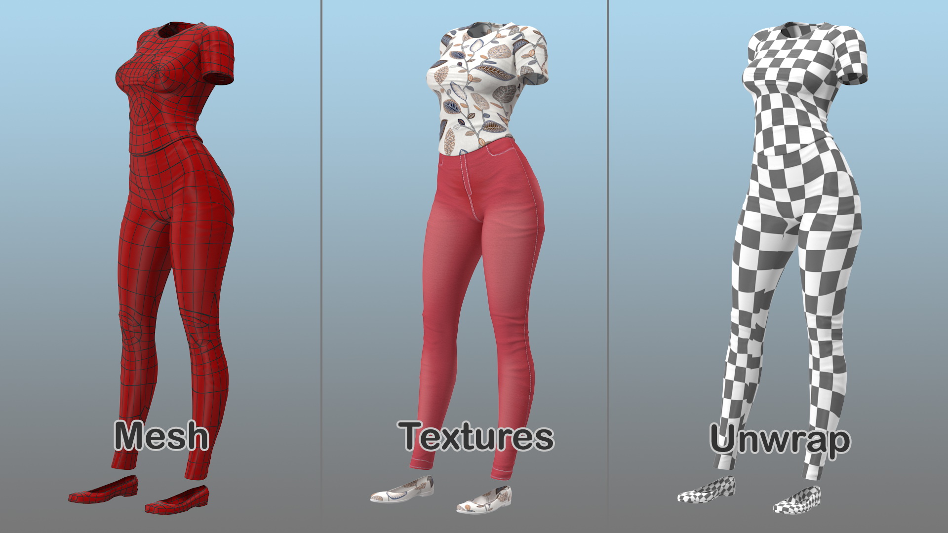 Casual Women Summer Suit 3D model