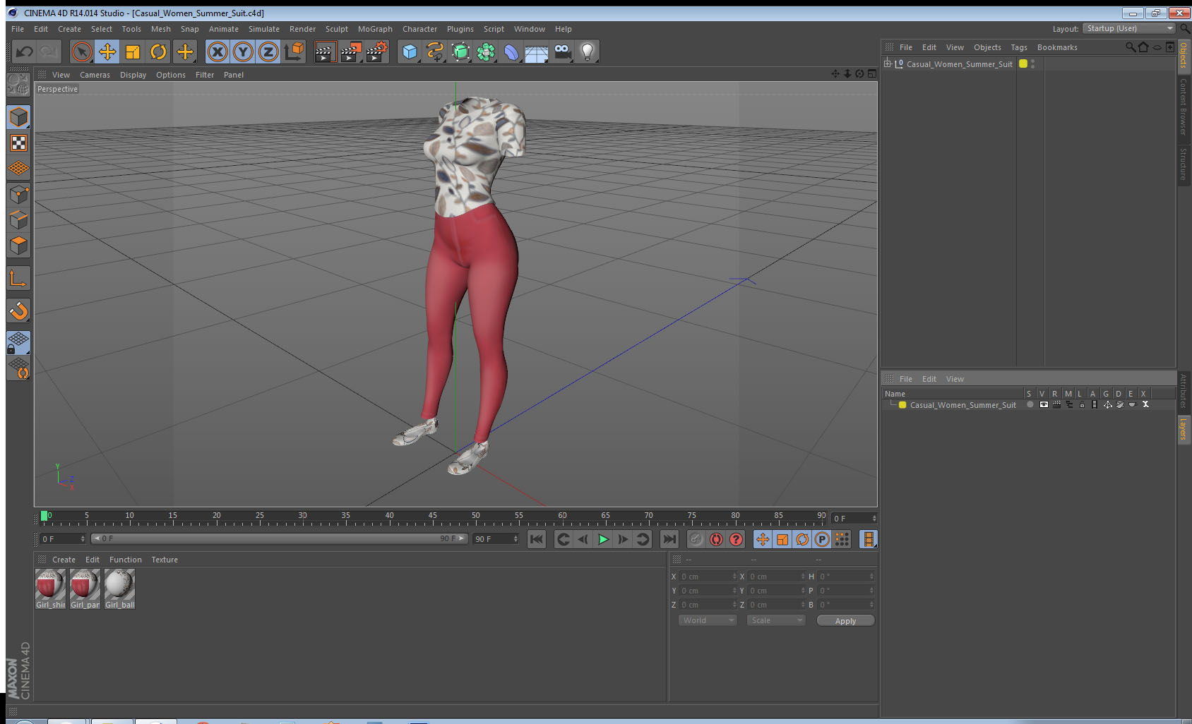 Casual Women Summer Suit 3D model