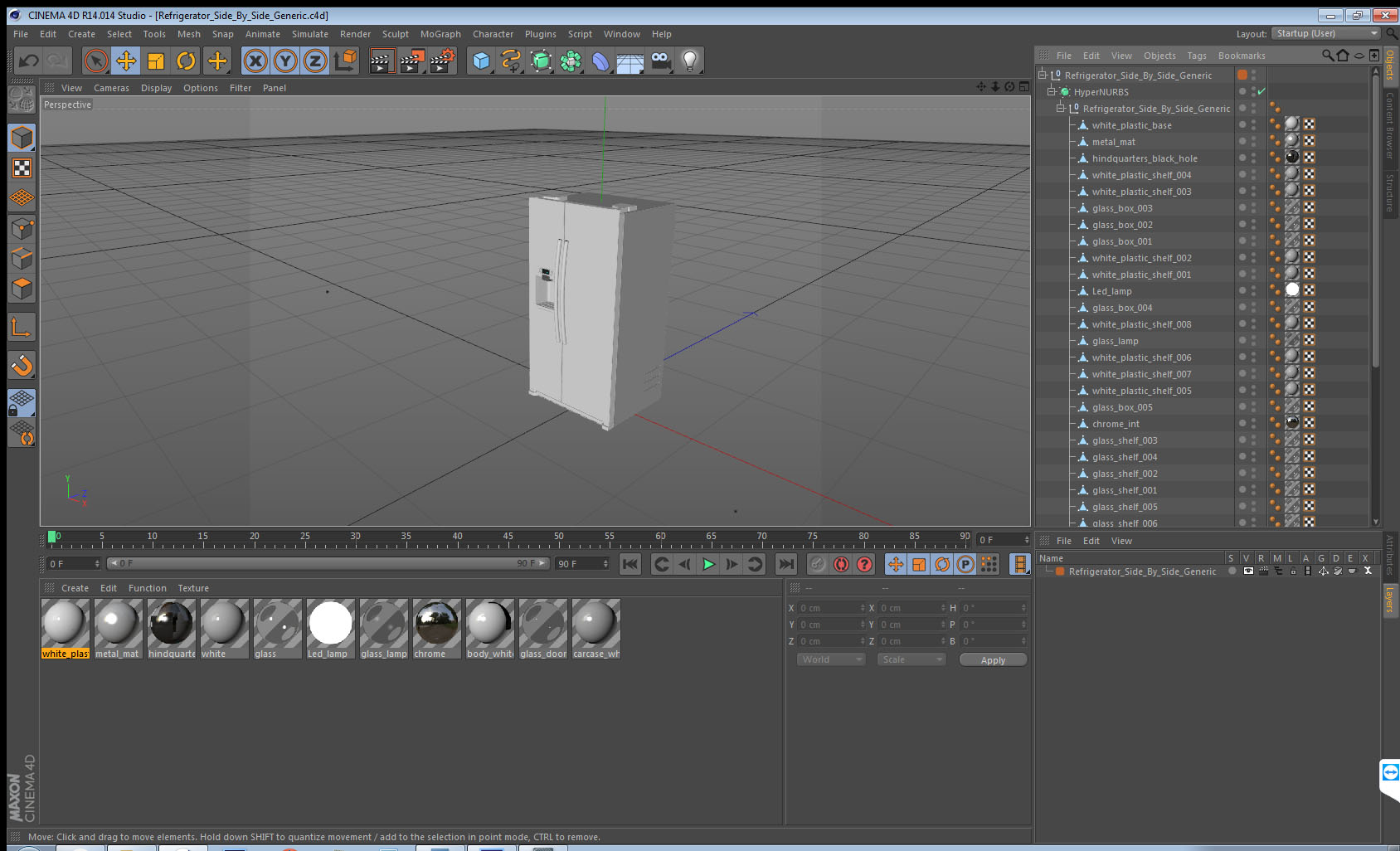 3D Refrigerator Side By Side Generic model
