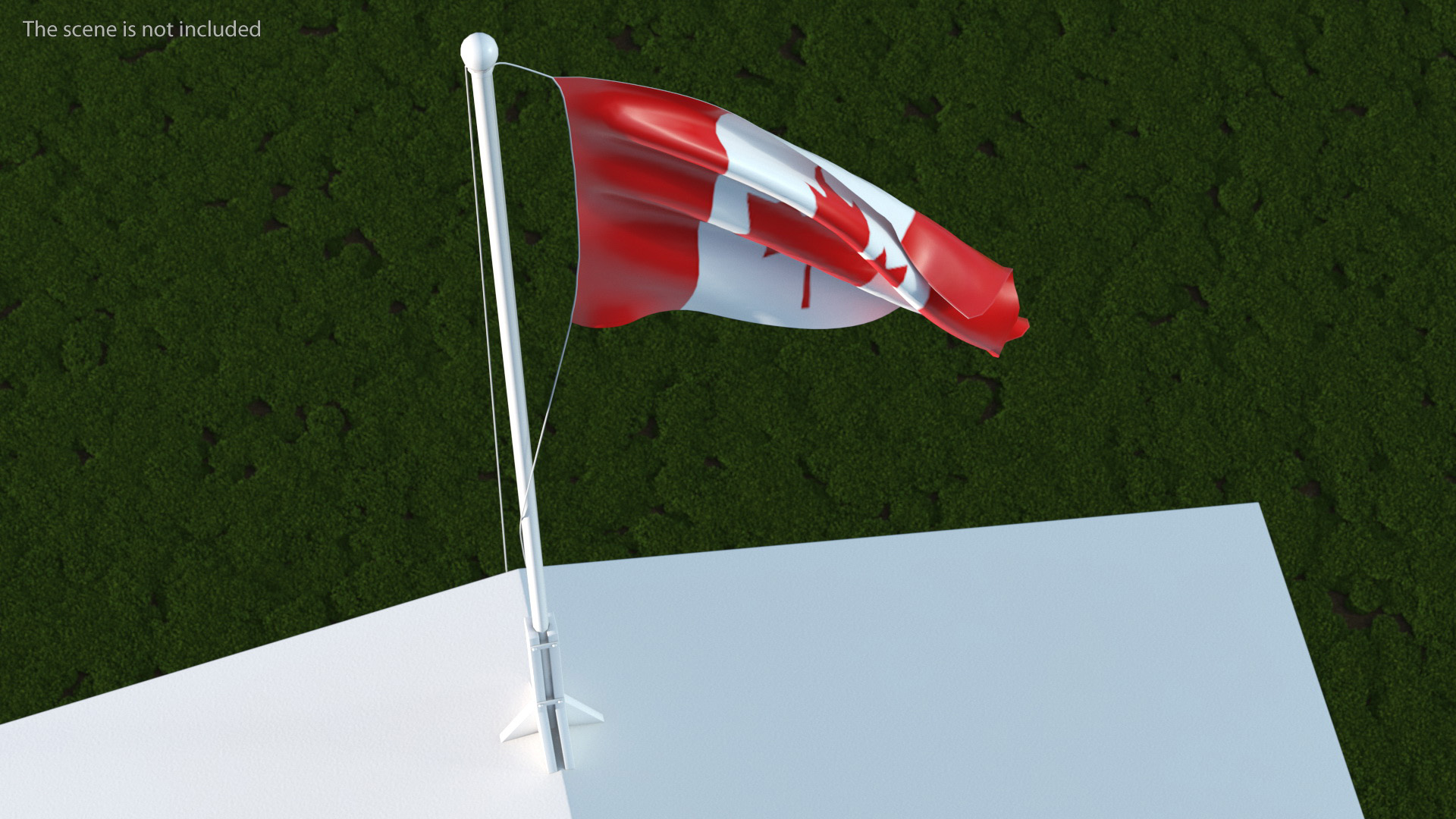 Canada Flag on Small Flagpole 3D model