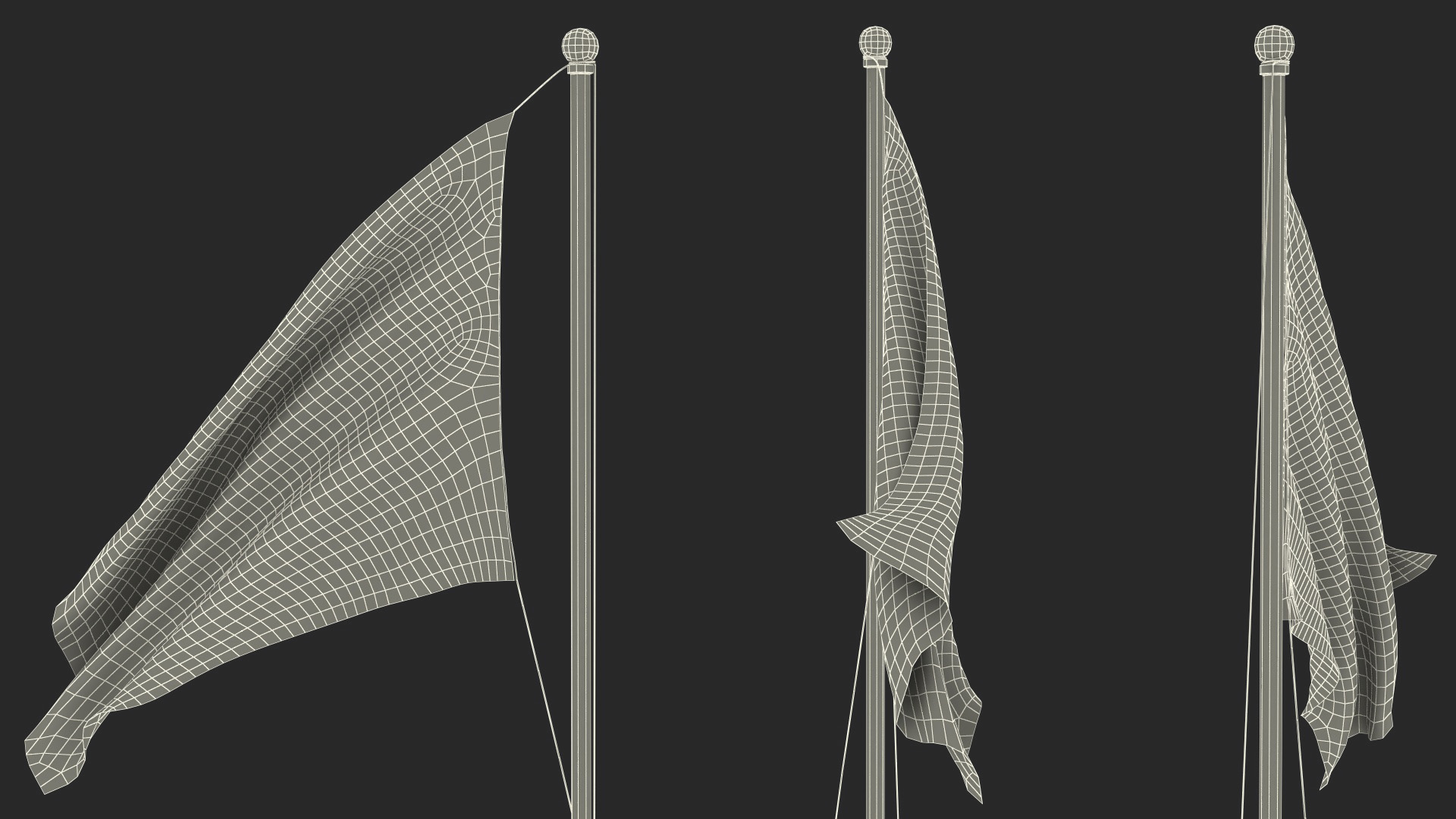 Canada Flag on Small Flagpole 3D model