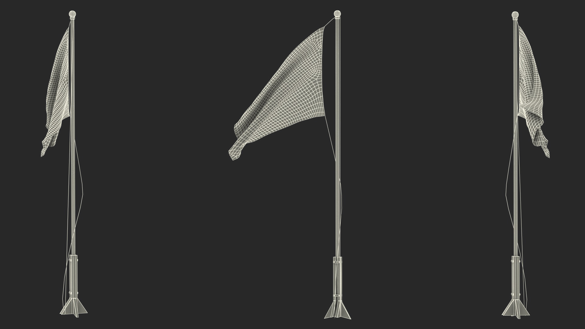 Canada Flag on Small Flagpole 3D model