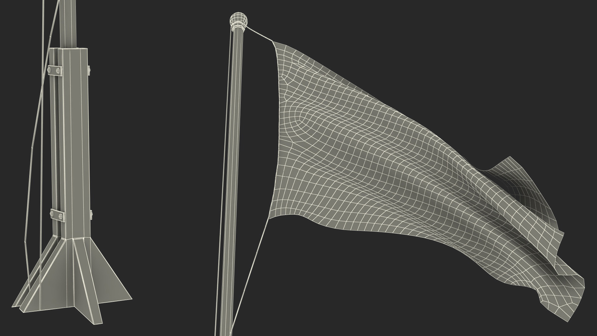 Canada Flag on Small Flagpole 3D model