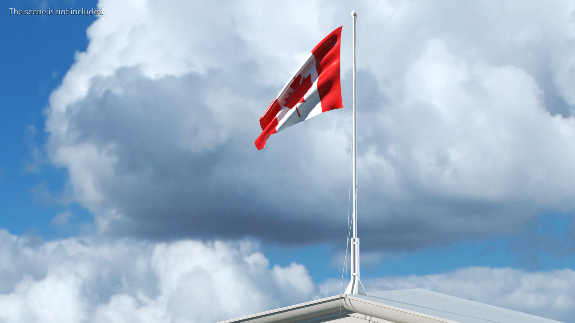 Canada Flag on Small Flagpole 3D model