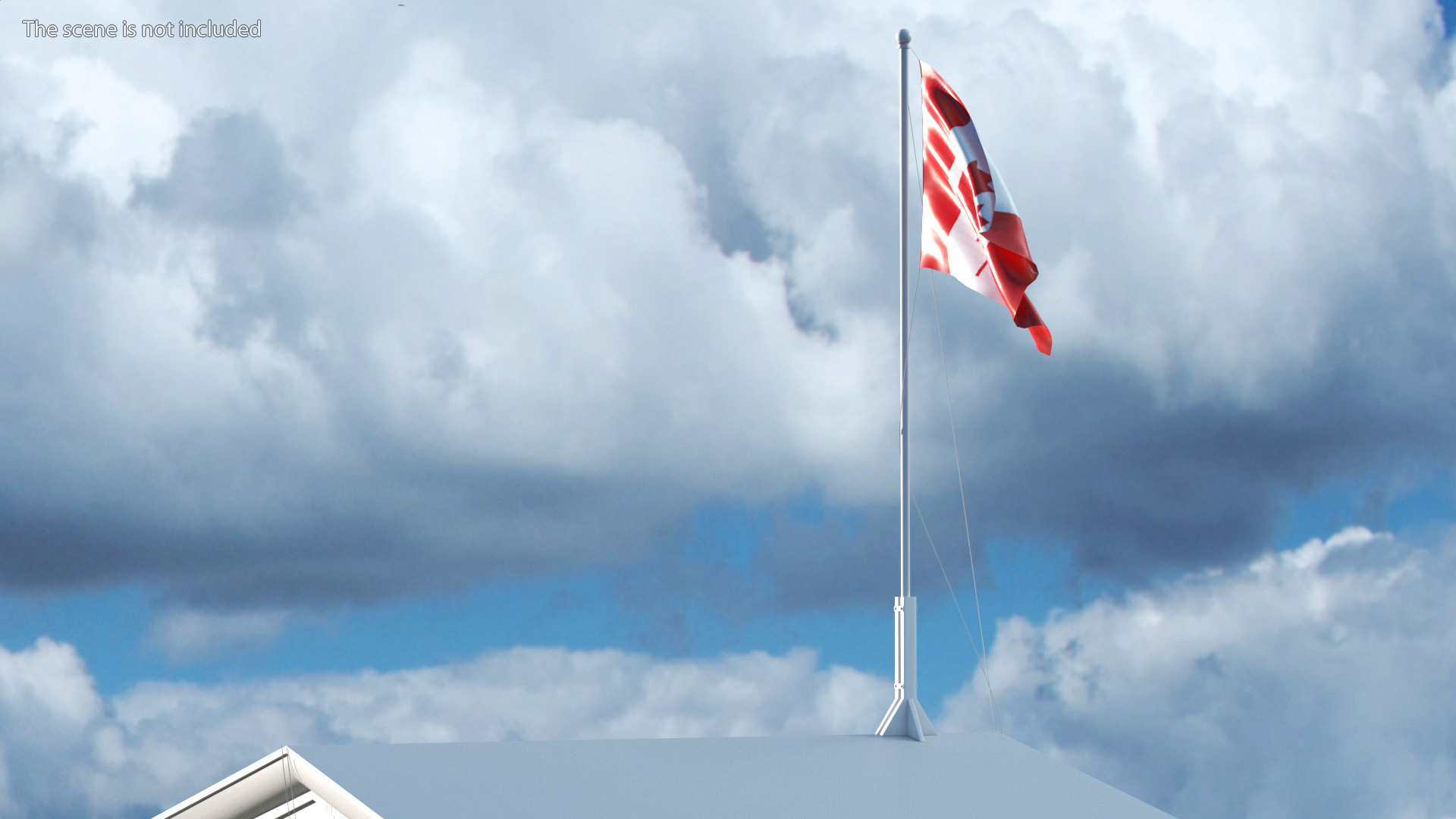 Canada Flag on Small Flagpole 3D model